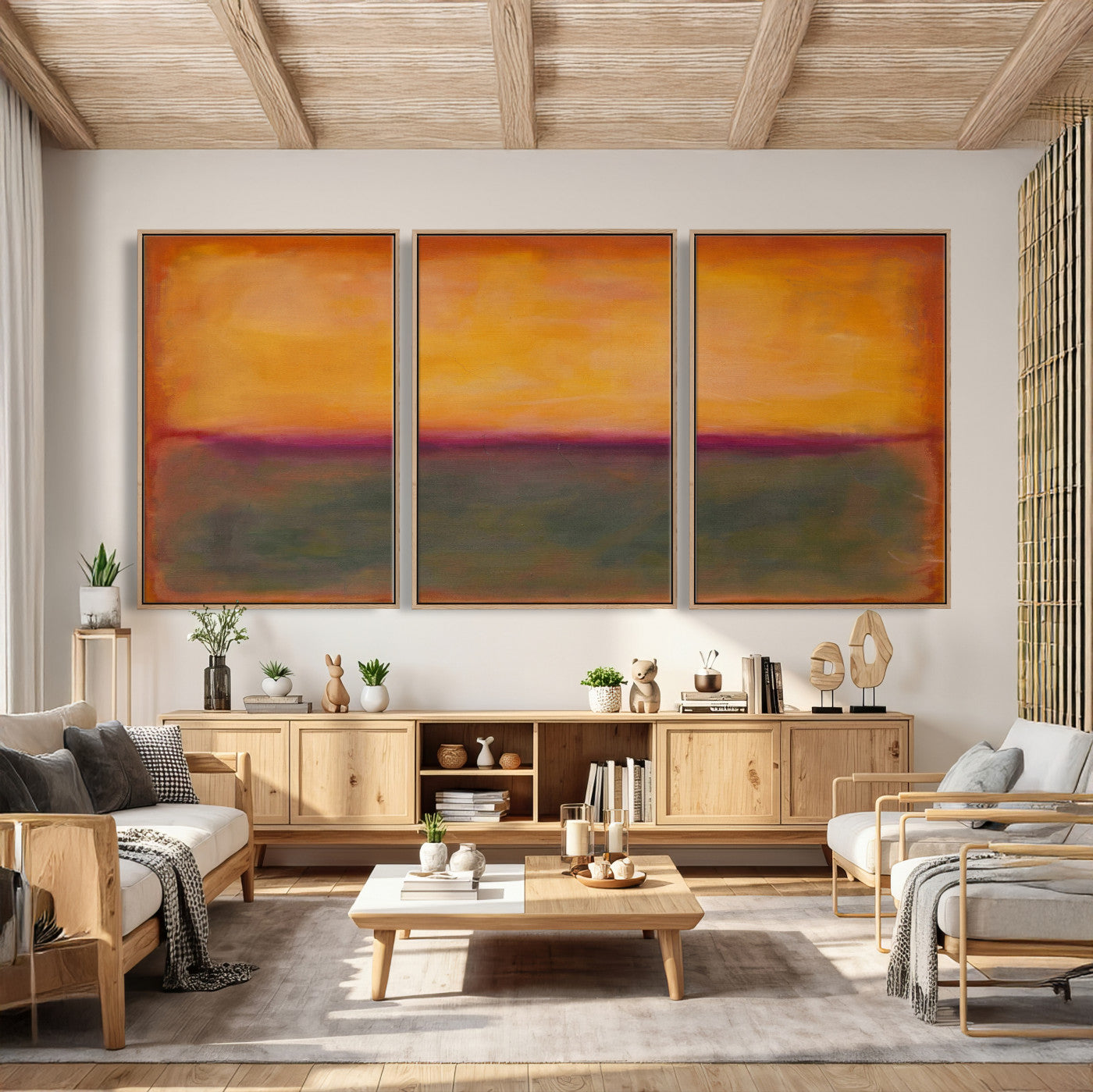 21628300-MGV-CV-36X24 - Abstract Color Field Wall Art Canvas Print, Framed Minimalist Horizon Artwork for Living Room Bedroom Office