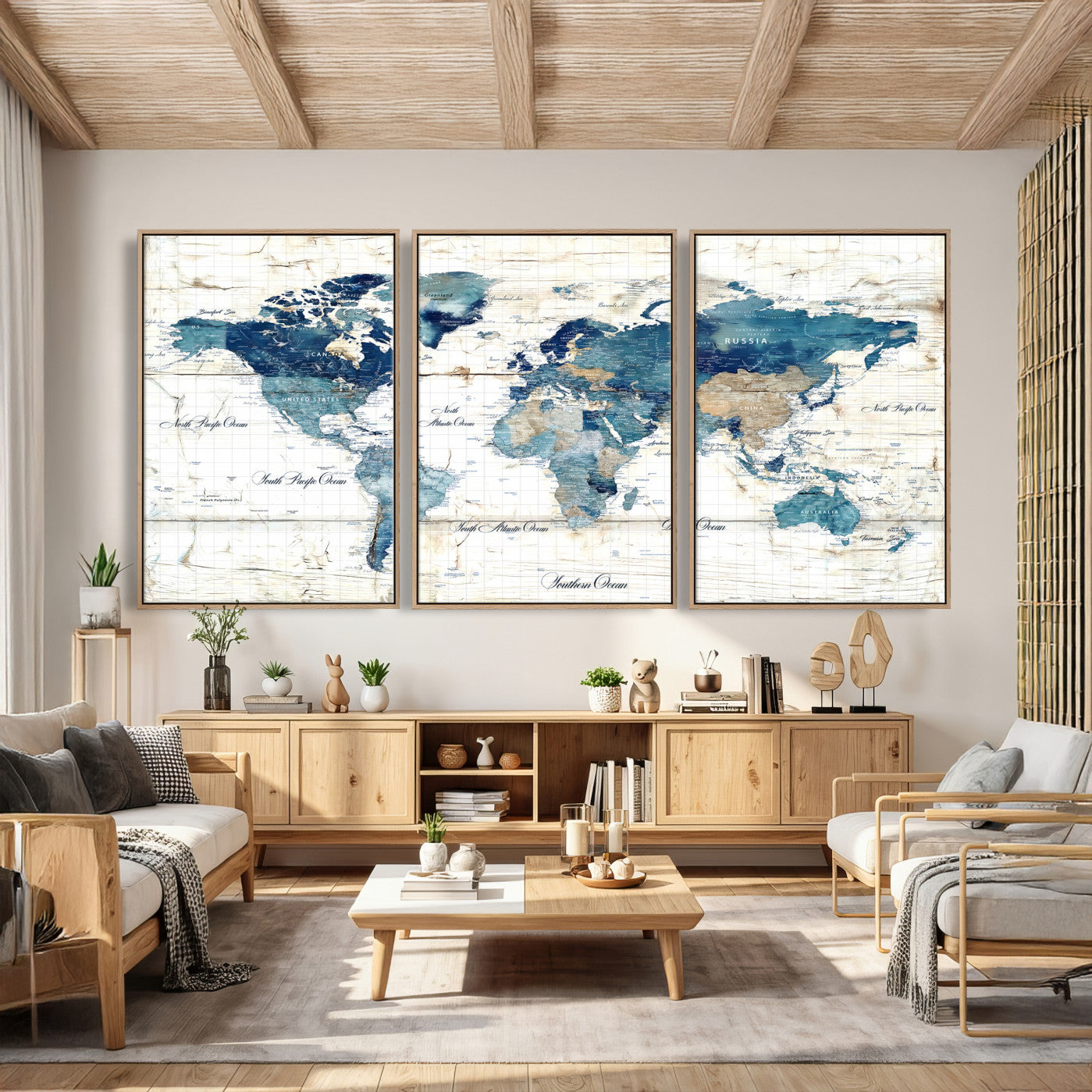 86799232-MGV-CV-36X24 - Watercolor World Map Canvas Wall Art Print – Abstract Colorful Travel Wall Decor