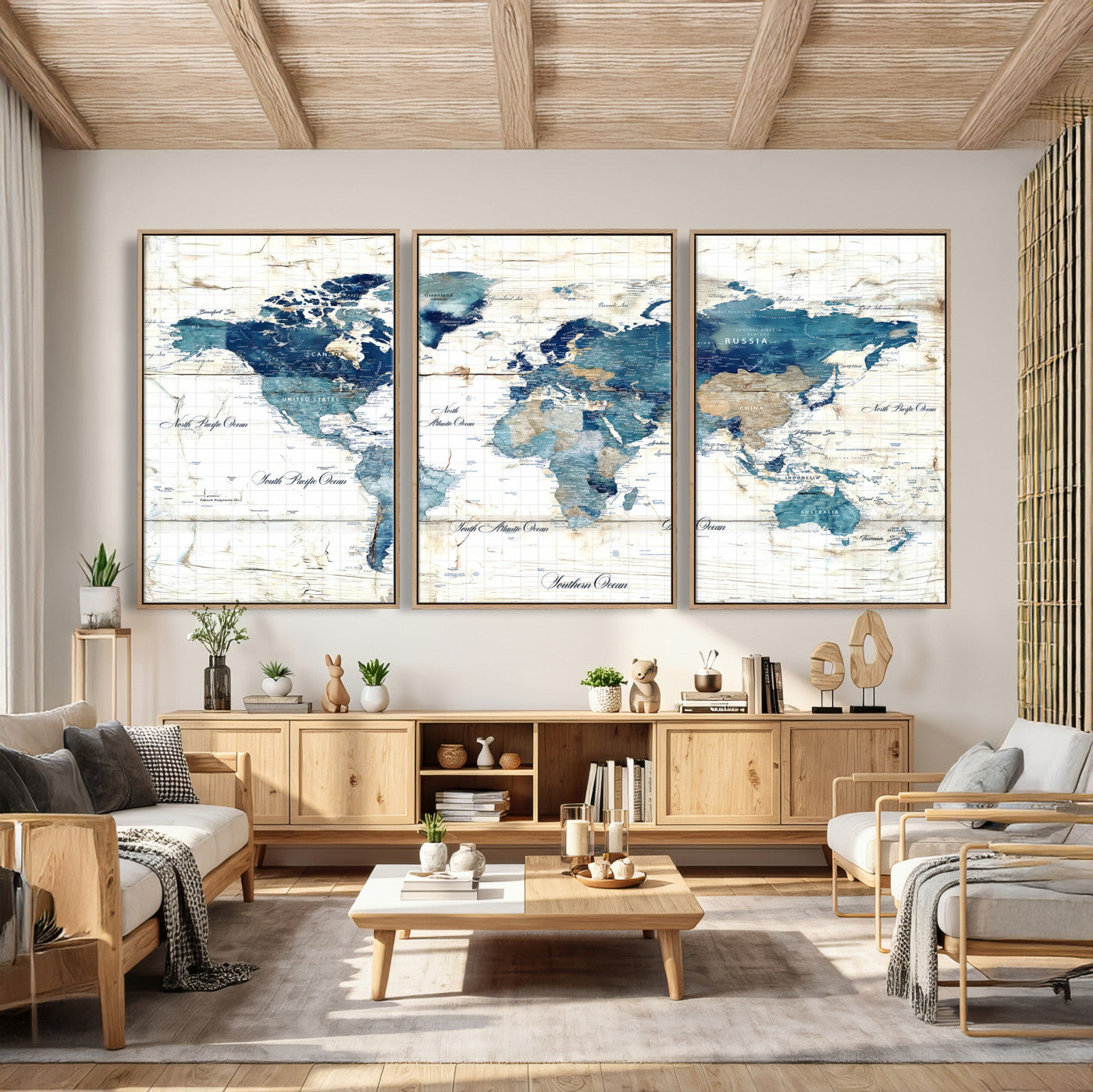 86799232-MGV-CV-36X24 - Watercolor World Map Canvas Wall Art Print – Abstract Colorful Travel Wall Decor