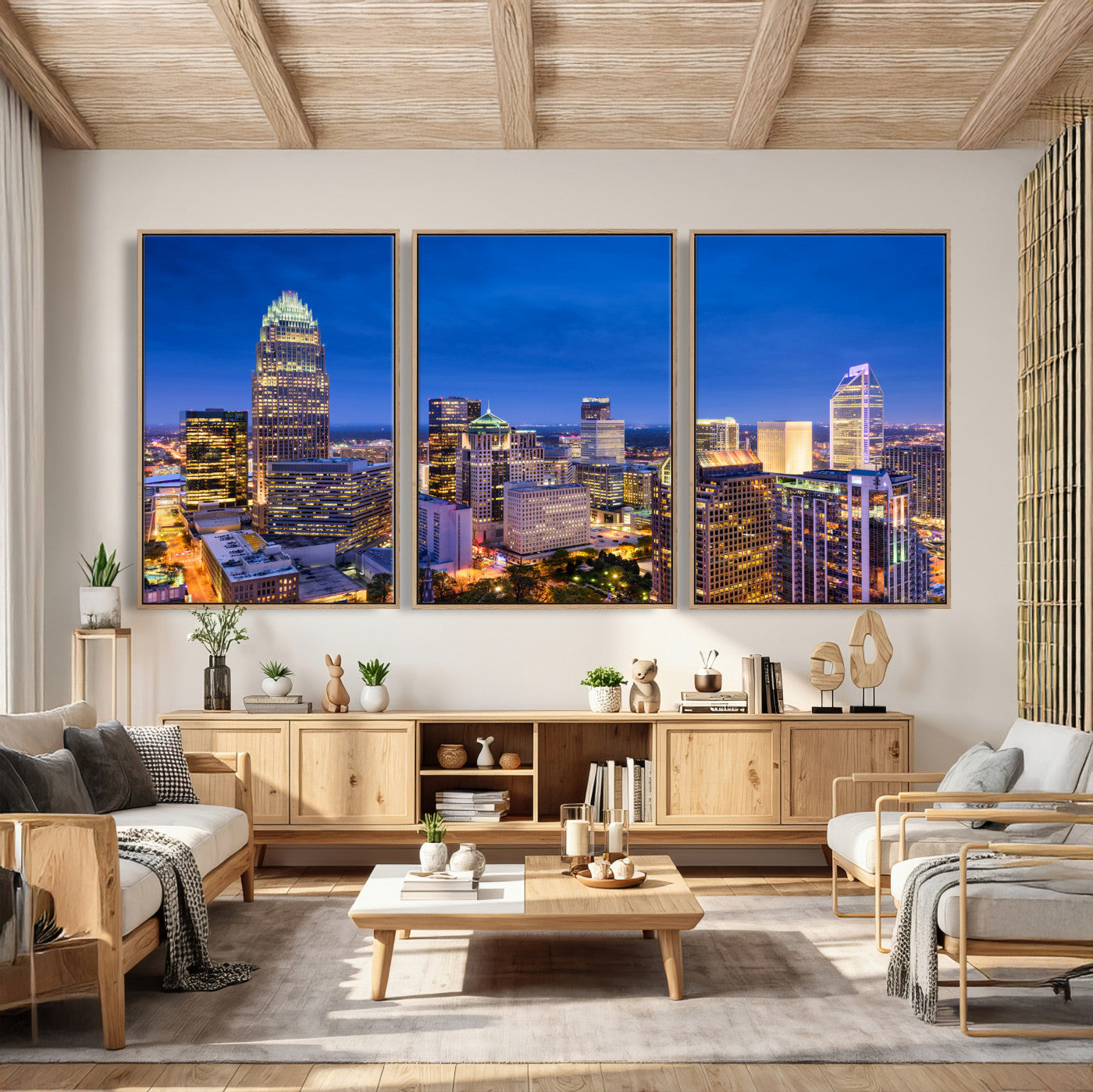 74382190-MGV-CV-36X24 - Charlotte Skyline Canvas Wall Art Print – North Carolina Cityscape Photography Print