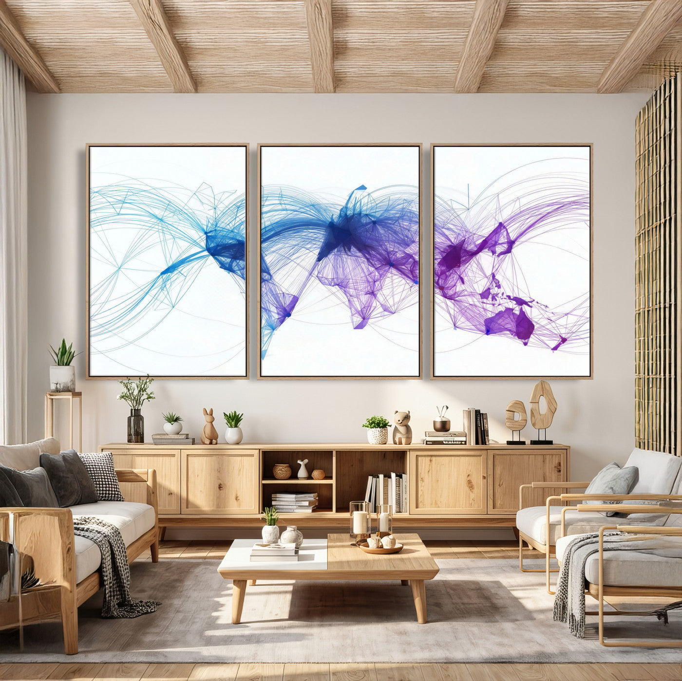 75155491-MGV-CV-48X32-3P - Global Flight Routes Map Canvas Wall Art, Worldwide Aviation Network Print, International Air Travel Wall Decor