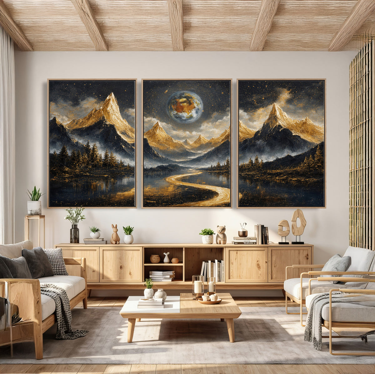 34202127-MGV-CV-36X24 - Abstract Mountain Wall Art Canvas Print Modern Landscape Painting Print