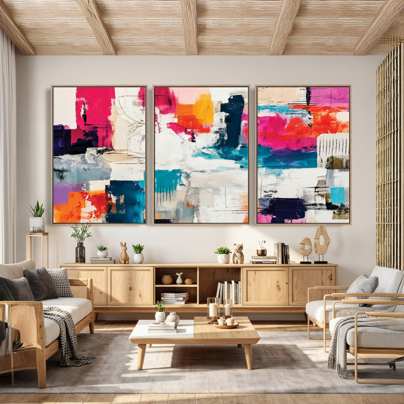 57864023-MGV-CV-36X24 - Blue Teal Abstract Canvas Wall Art | Modern Textured Painting Print, Navy Orange White Contemporary Art, Neutral Living Room Decor, Office Art