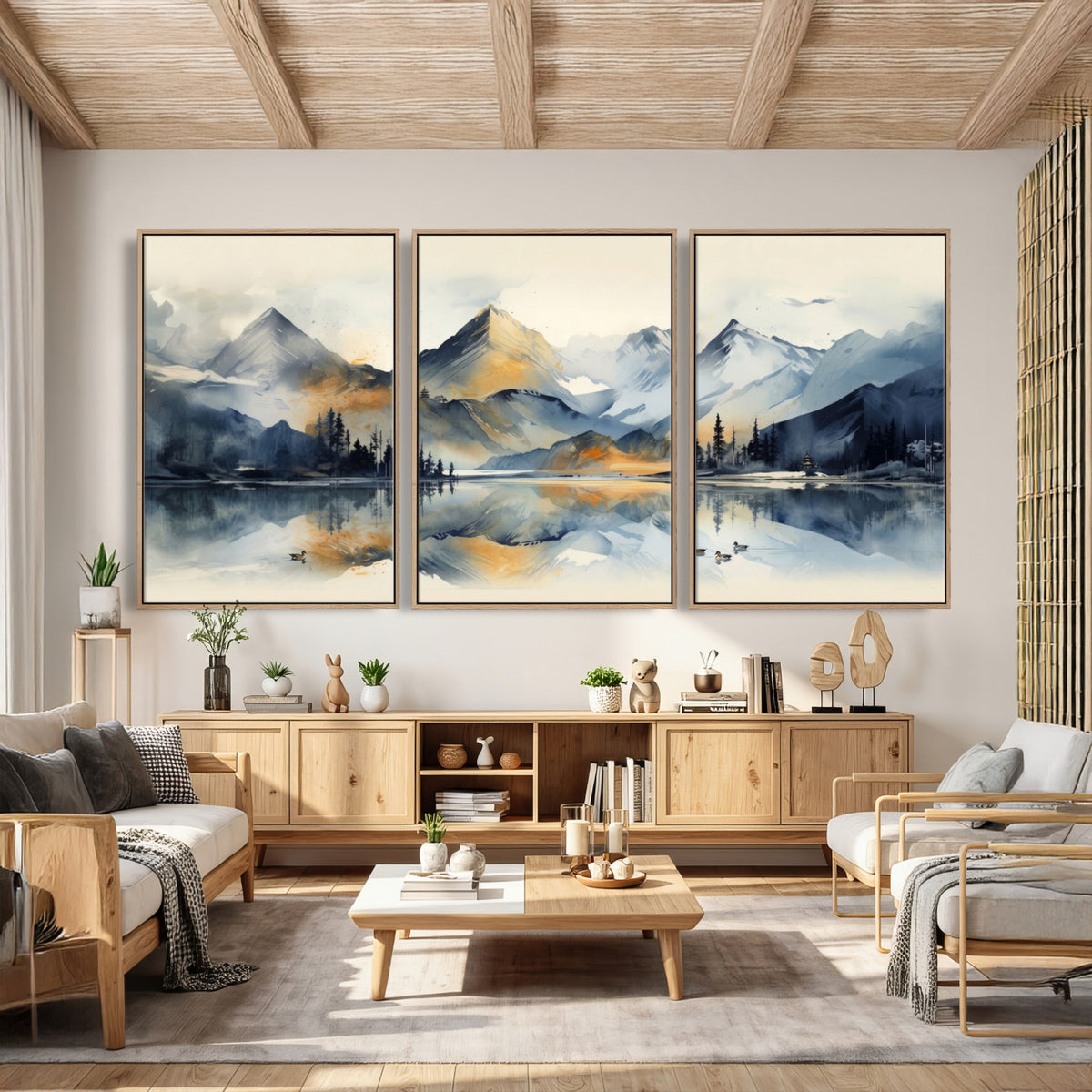10196184T-MGV-CV-36X24 - Abstract Lake Mountain Wall Art Canvas Print