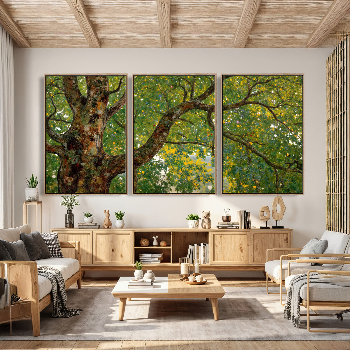 23663535-MGV-CV-36X24 - Vintage Summer Forest Green Tree Wall Art Canvas Print, Lush Leaves Impressionist Painting Print