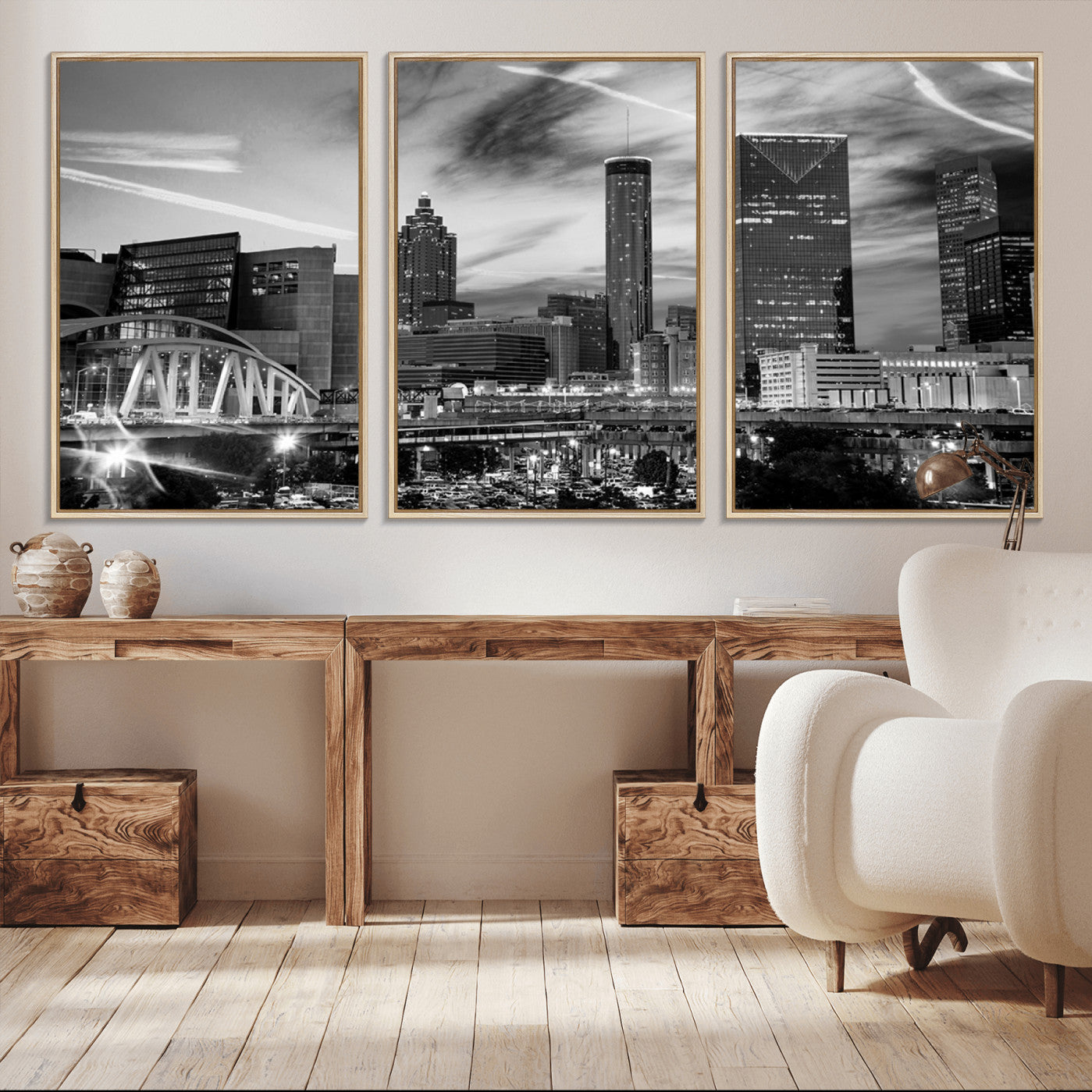 -Black and White Atlanta Wall Art Canvas Print
