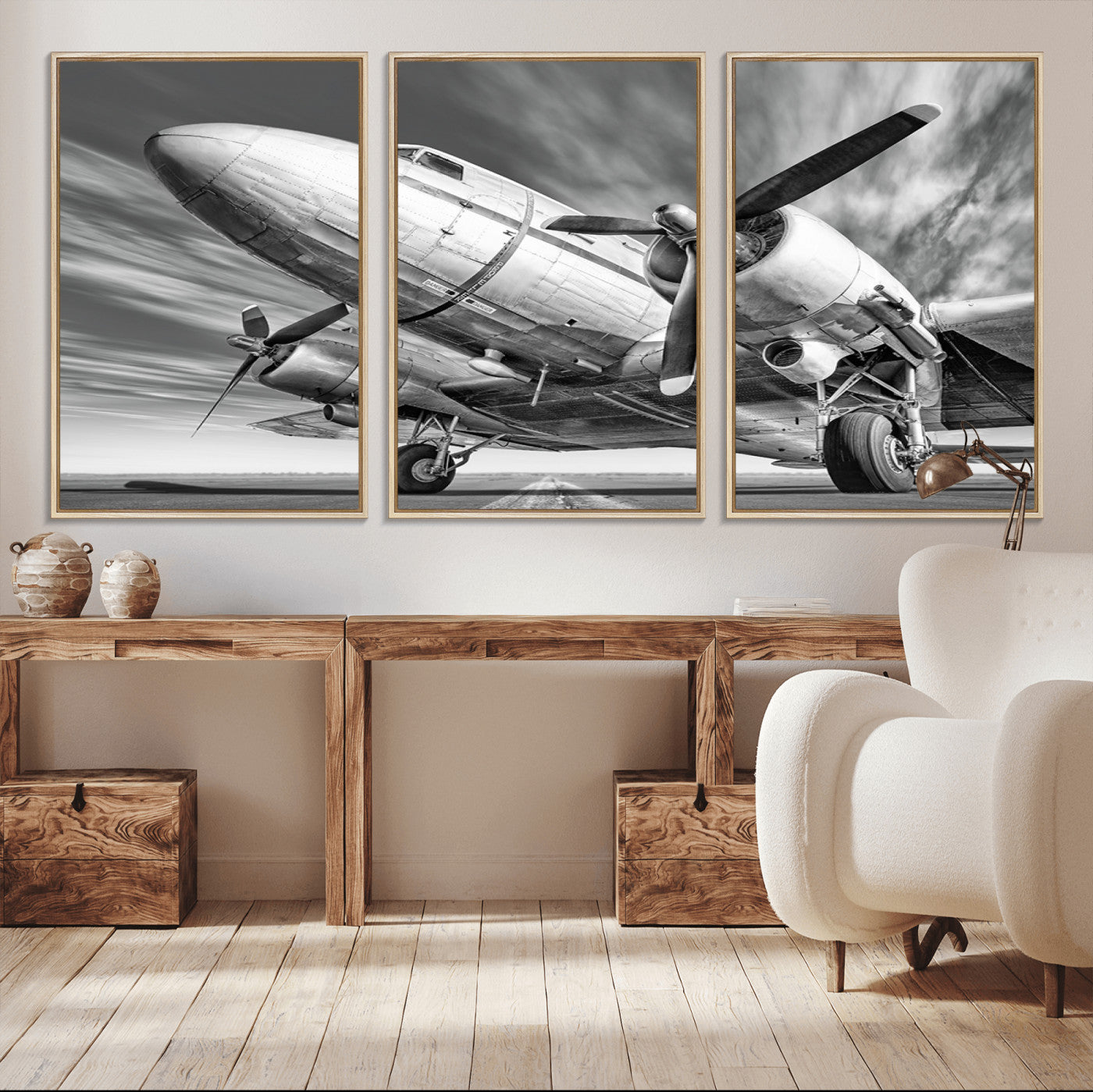 82744-MGV-CV-36X24-Vintage Airplane on Runway Canvas Print