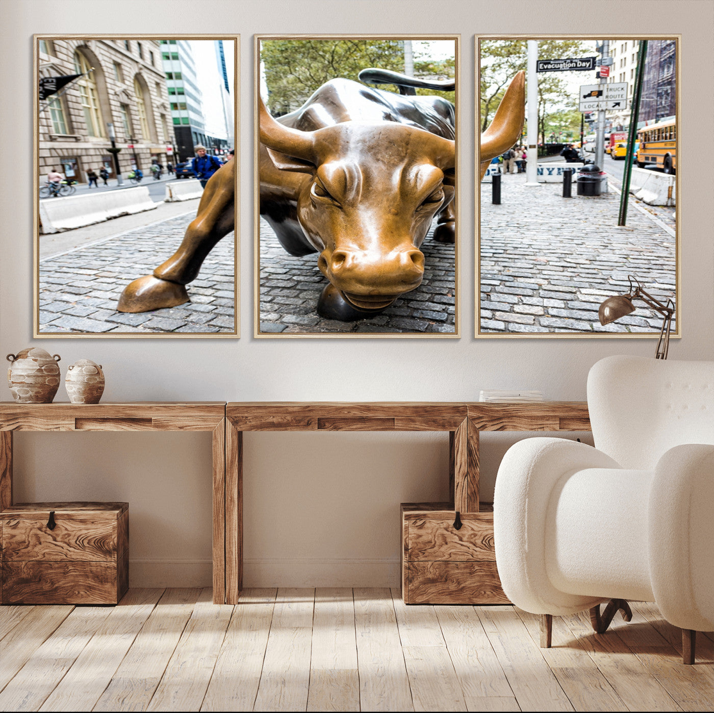 -Charging Bull Wall Art Canvas Print