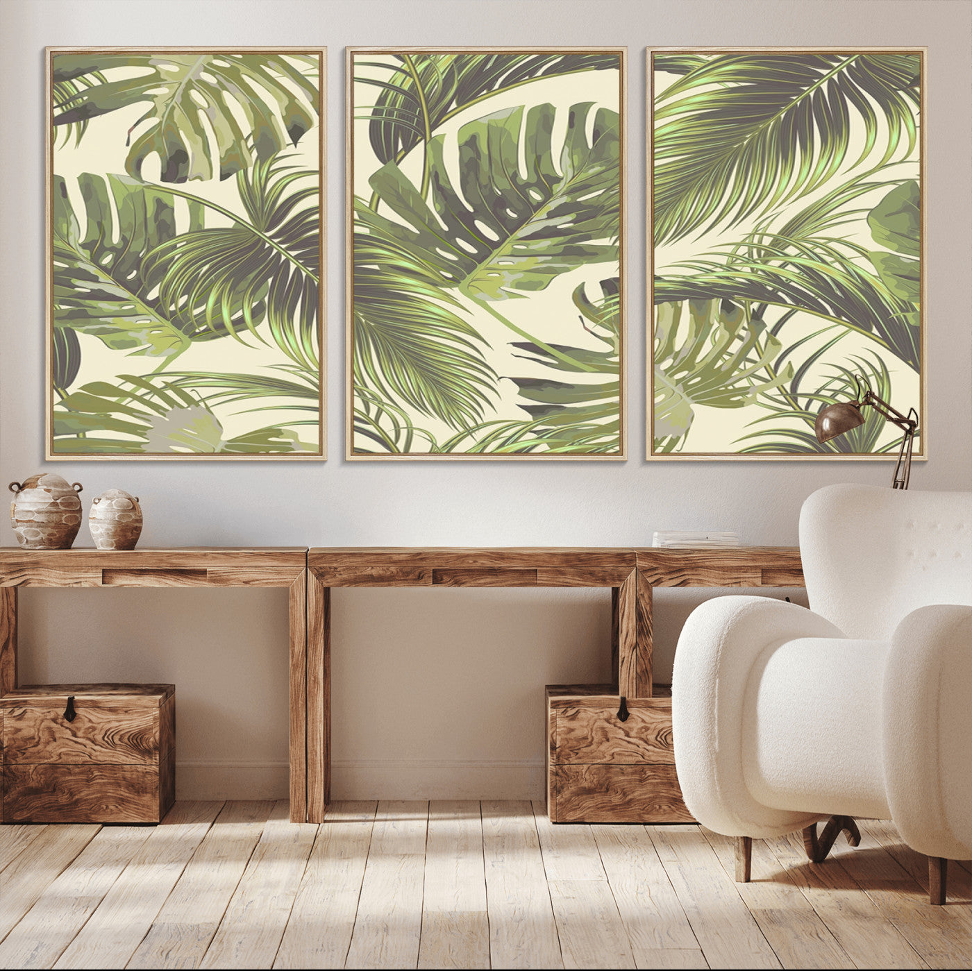 27339-MGV-FC-60X30-3P_Natural-Palm Leaves Canvas Print