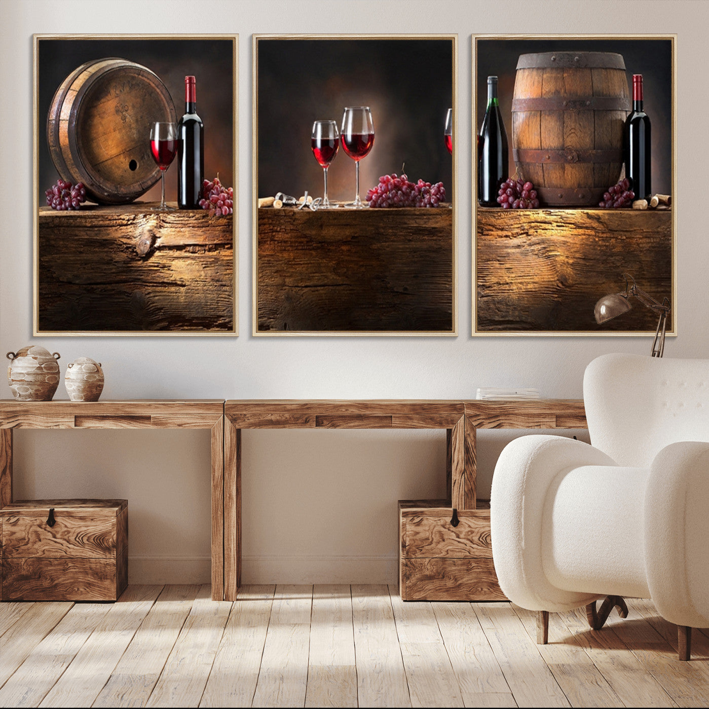 -Wine and Barrels Wall Art Canvas Print