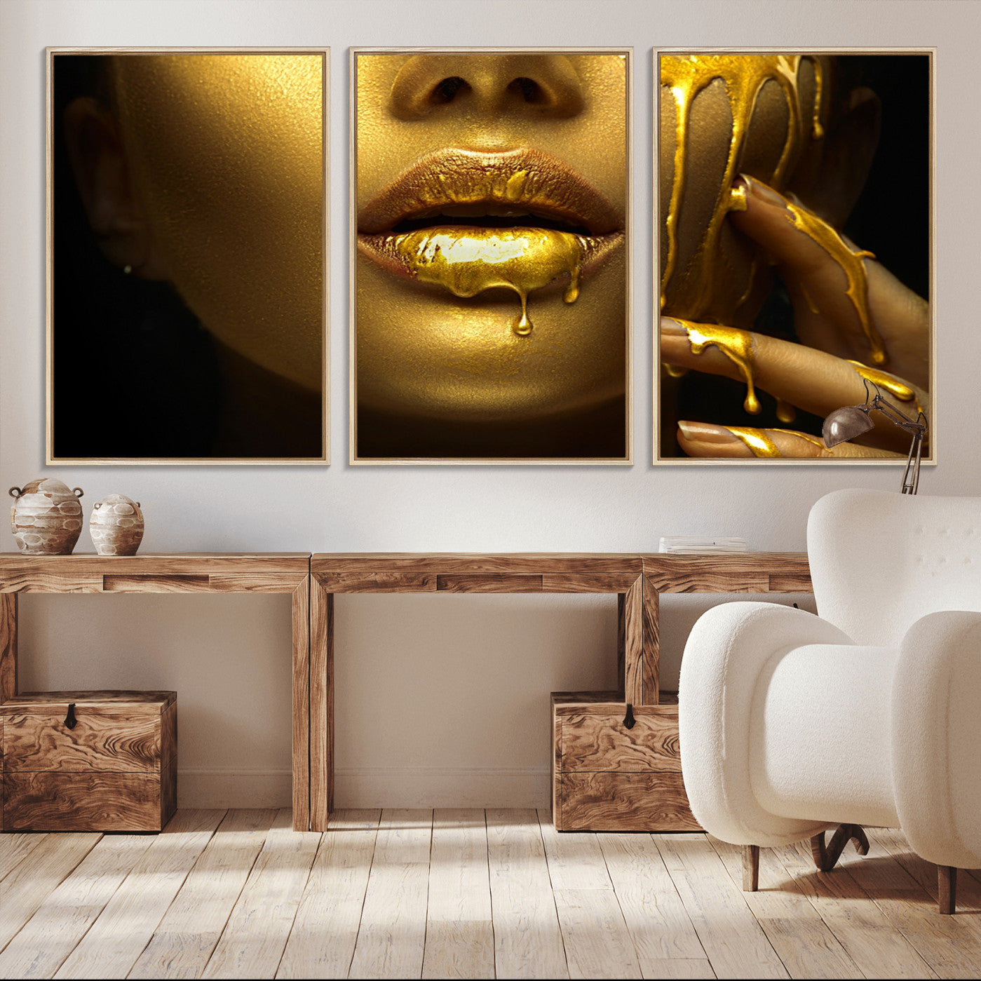 -Gold and Women Wall Art Canvas Print