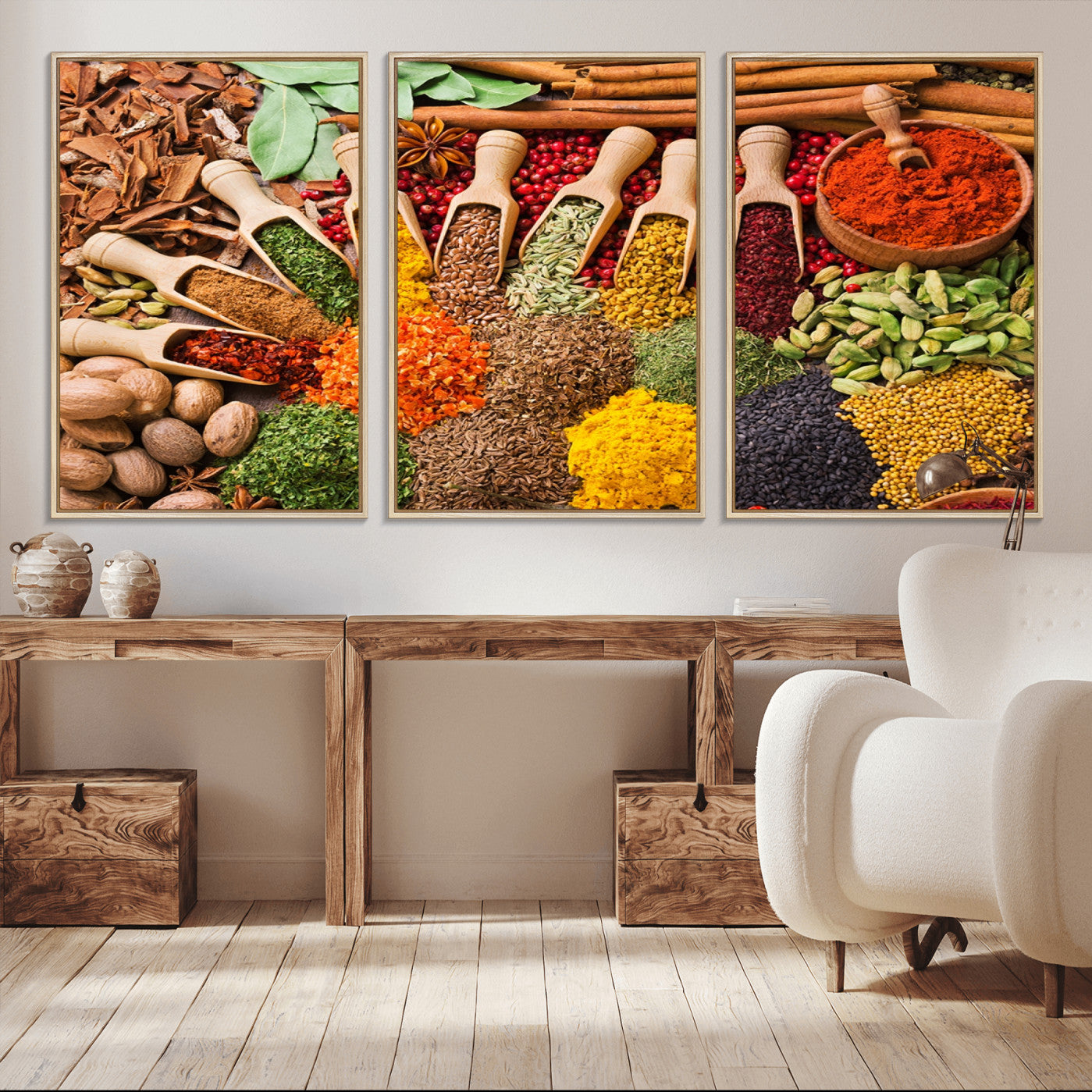 -Herbs and Spices Art Canvas Print for Kitchen Kitchen, Dining Room Wall Decor
