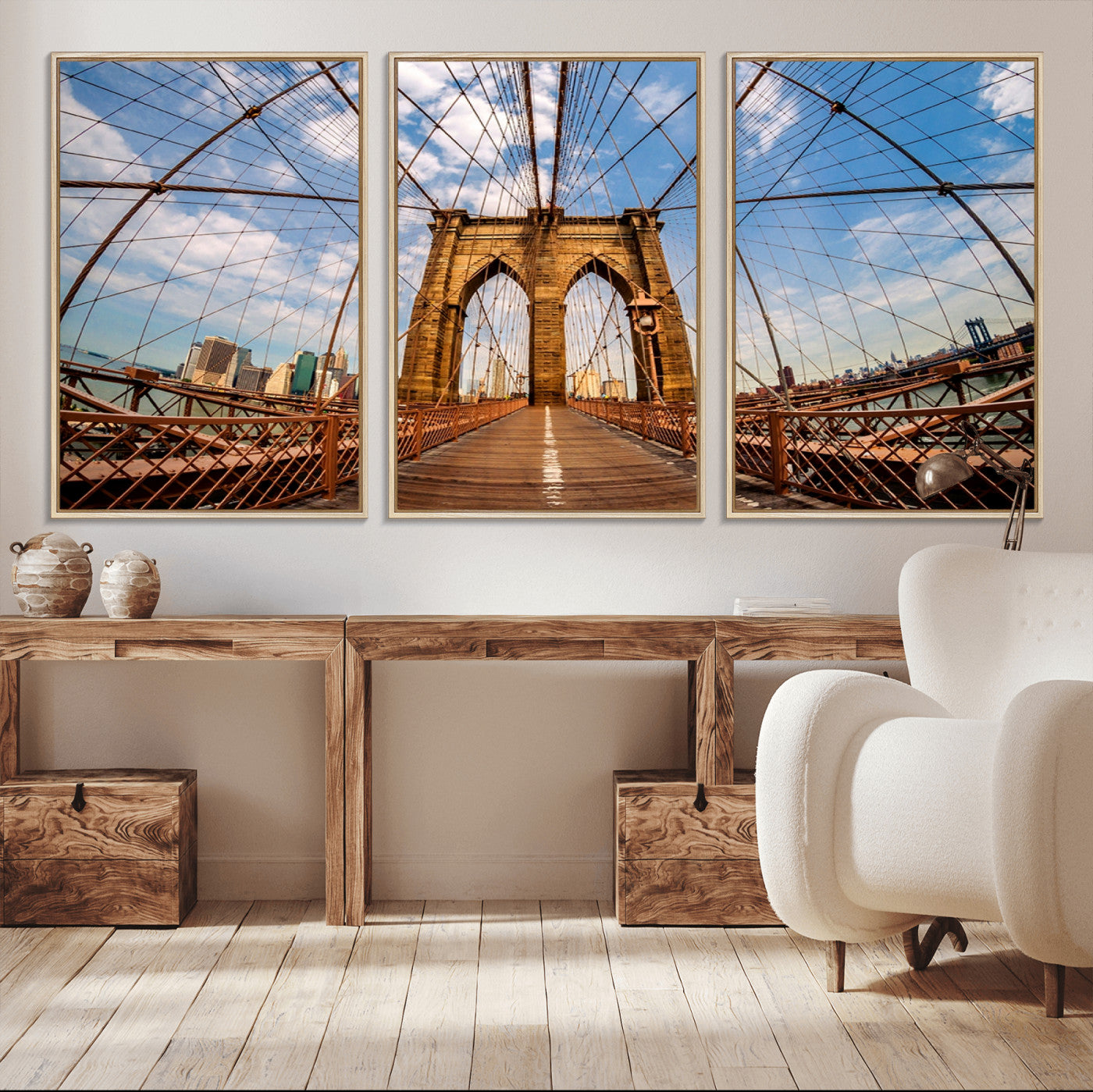 44467-MGV-CV-36X24-Brooklyn Bridge Manhattan Wall Art Canvas Print