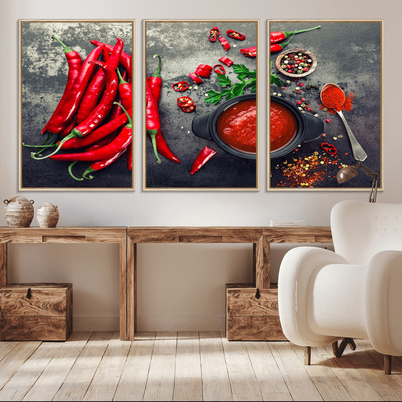 -Red Pepper Kitchen and Restaurant Wall Wall Art, Red Pepper Kitchen Wall Decor Canvas Print