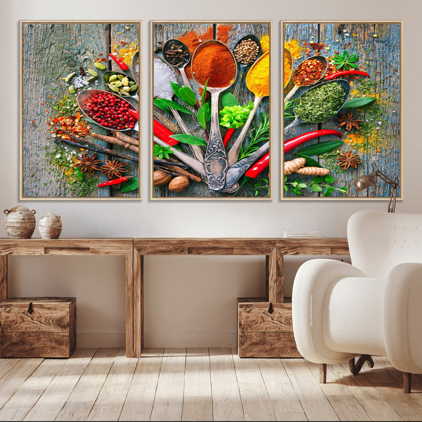 -Kitchen Wall Art Print - Spoonful of Spices Cooking Wall Art Canvas Print - Vibrant Kitchen Decor