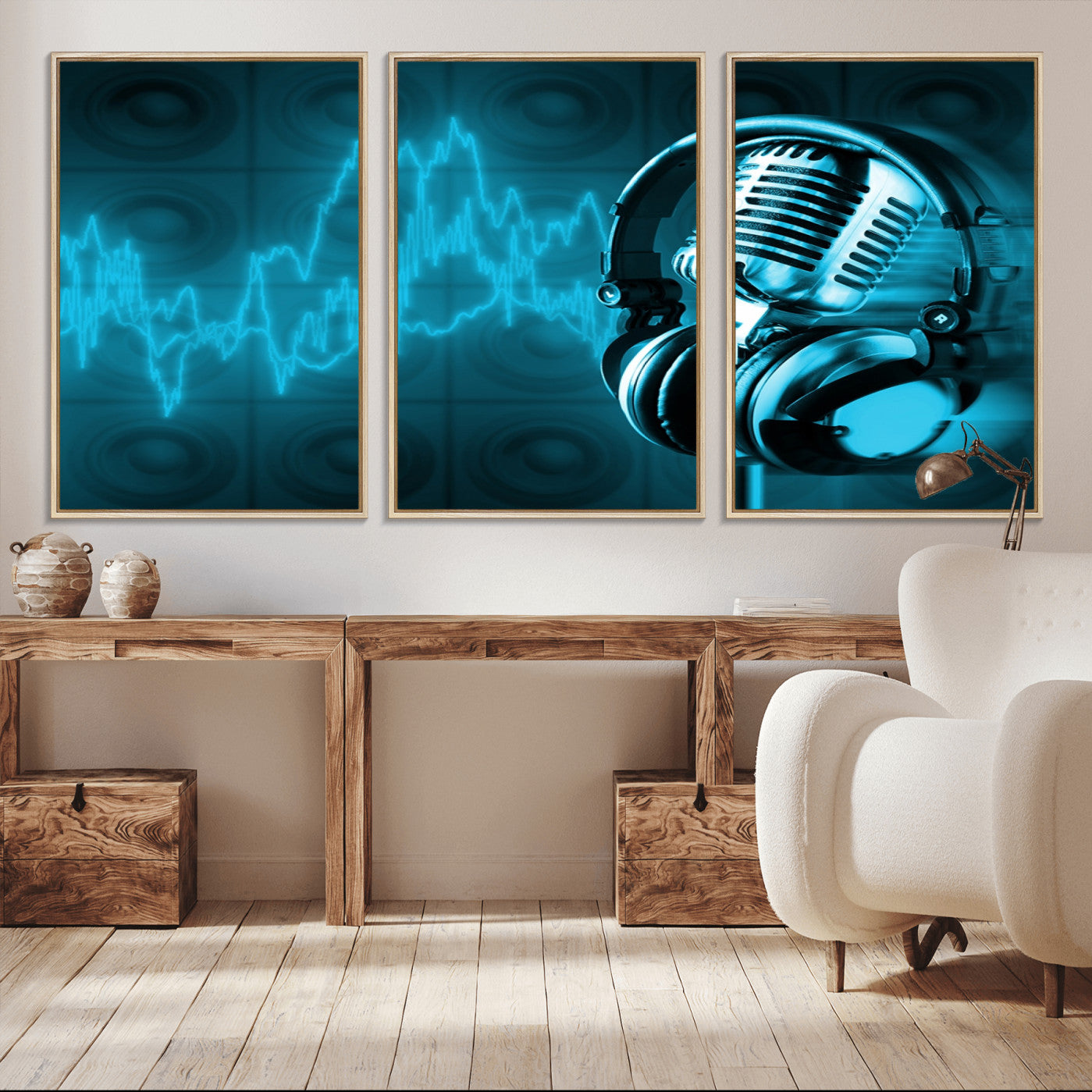 -Music and Microphone Wall Art Canvas Print