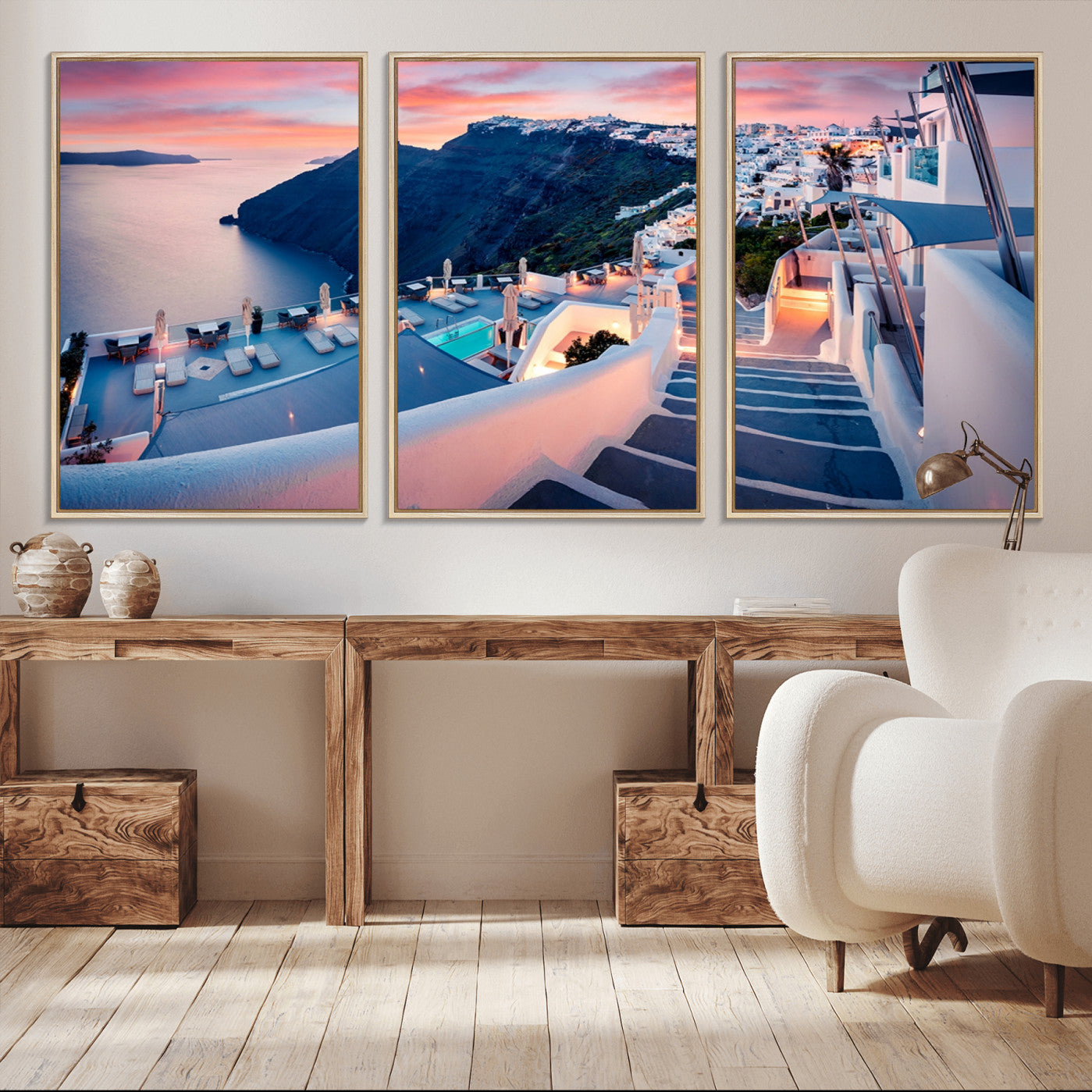 -Santorini Island Wall Art Canvas Print