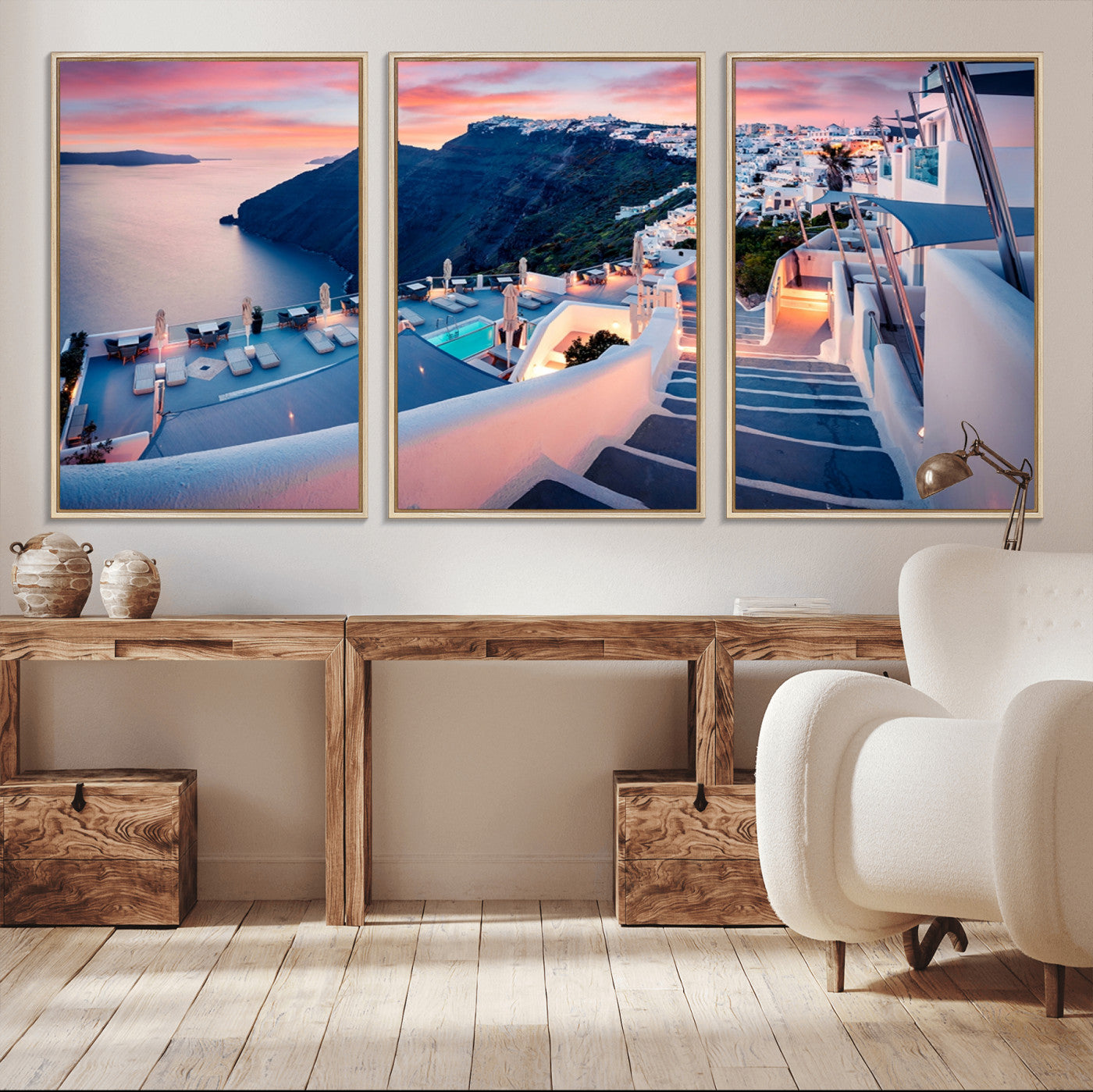 -Santorini Island Wall Art Canvas Print