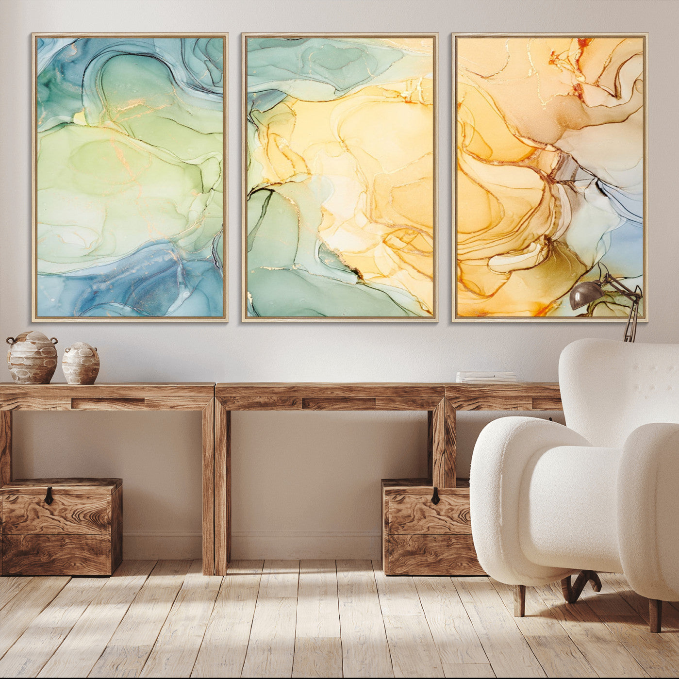 42195-MGV-CV-36X24-Green and Yellow Marble Fluid Effect Wall Art, Green and Yellow Marble Canvas Wall Art Print