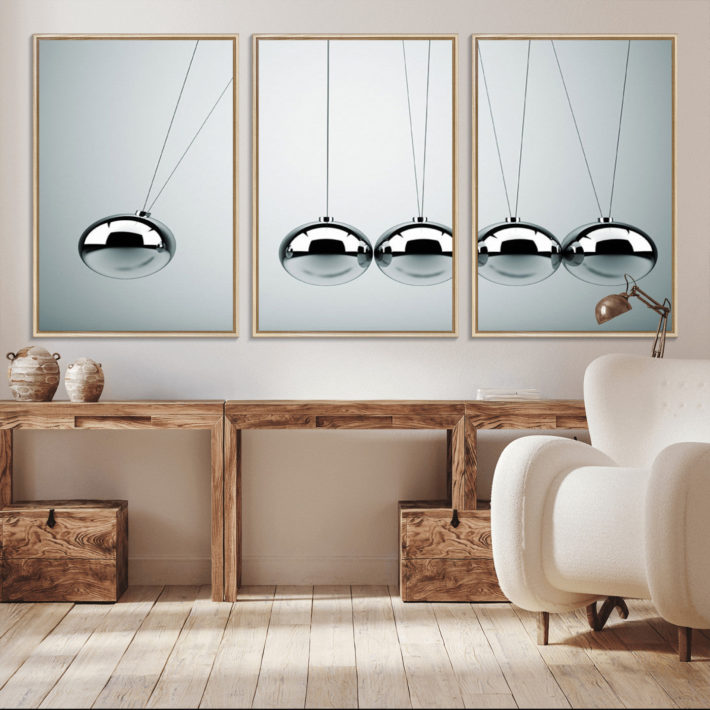 -Newton's Cradle Wall Art Canvas Print, Framed Newton Cradle Wall Art