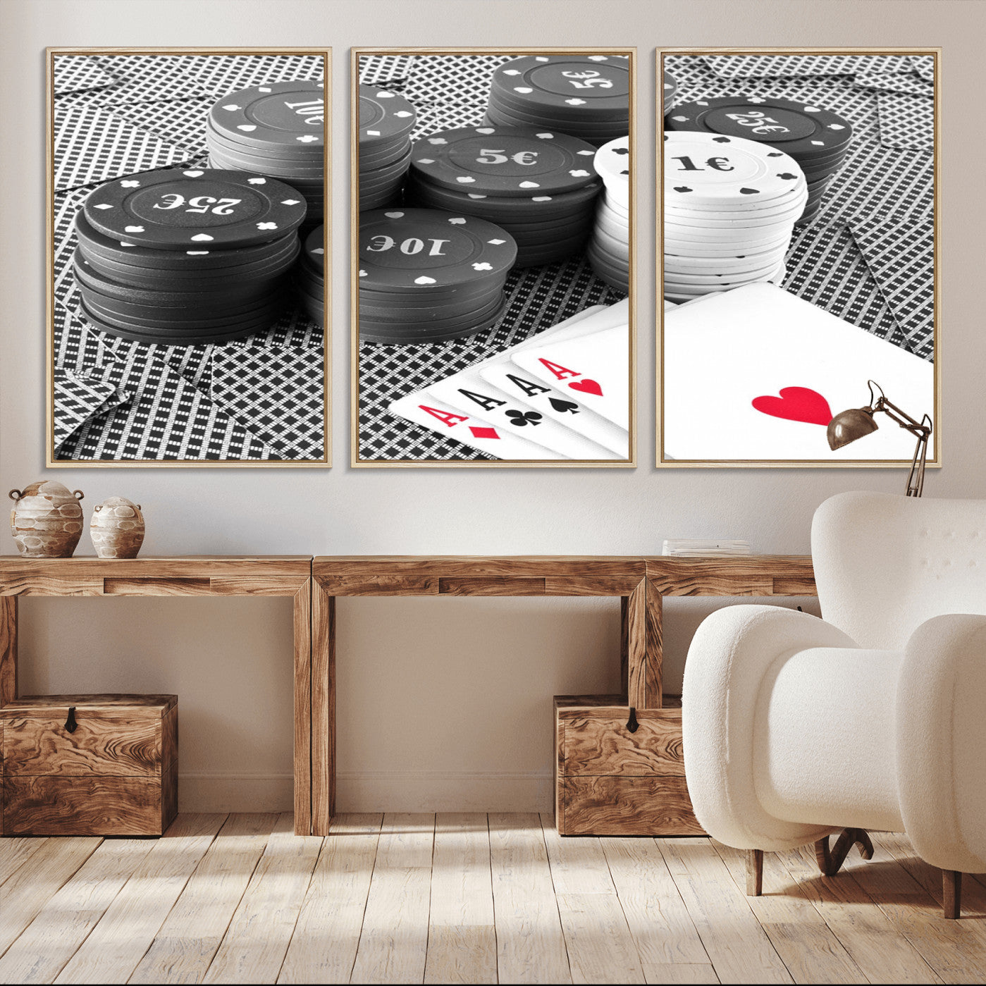 -Poker Game Cards Wall Art Canvas, Multi Panel Wall Art Canvas Print