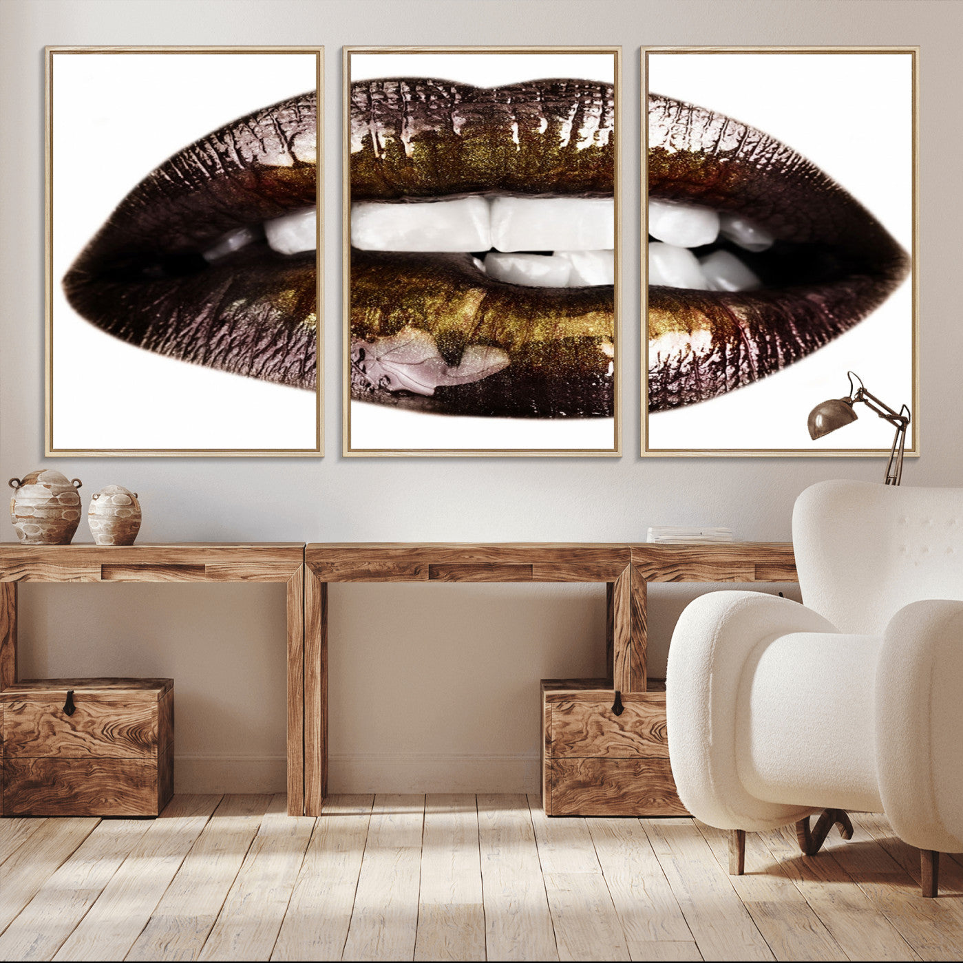 -Close Up Lips Wall Art Canvas Print
