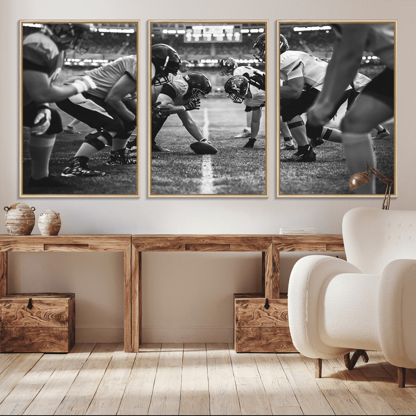 -American Football Wall Art Canvas Print Framed Stadium Sport Wall Art Iconic Game Day Decor for Home, Office