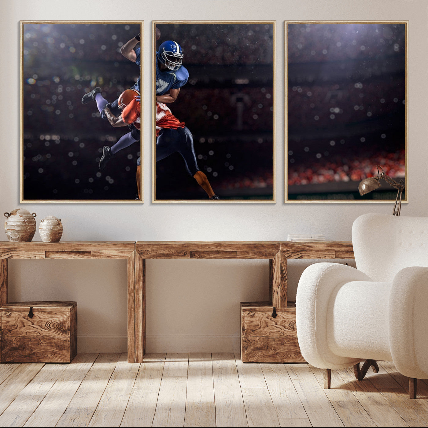 68009-MGV-CV-36X24-American Football Wall Art Canvas Print, Stadium Sport Wall Art Print