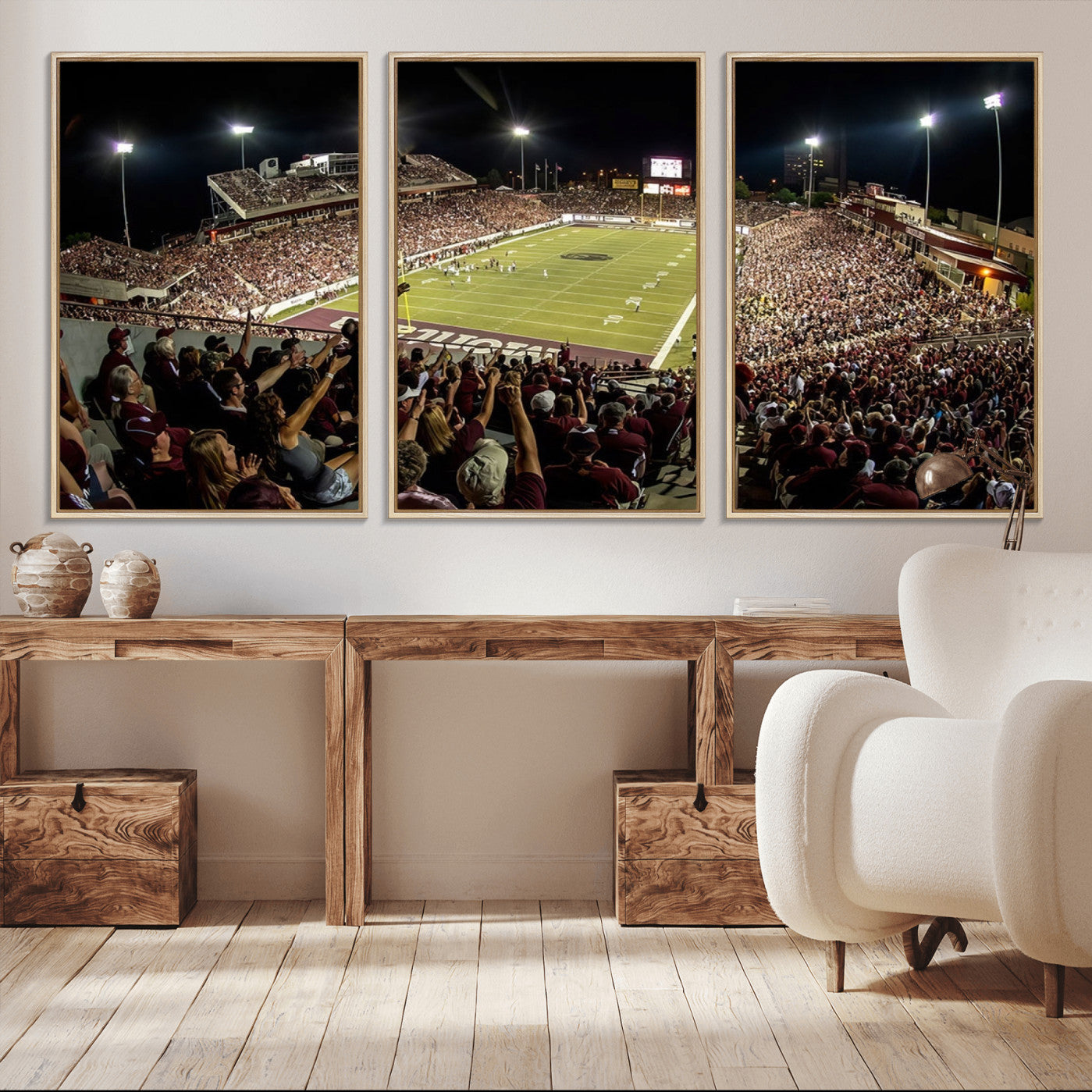 -Washington-Grizzly Stadium Canvas Wall Art – Exciting Game Night Atmosphere Captured in Panoramic