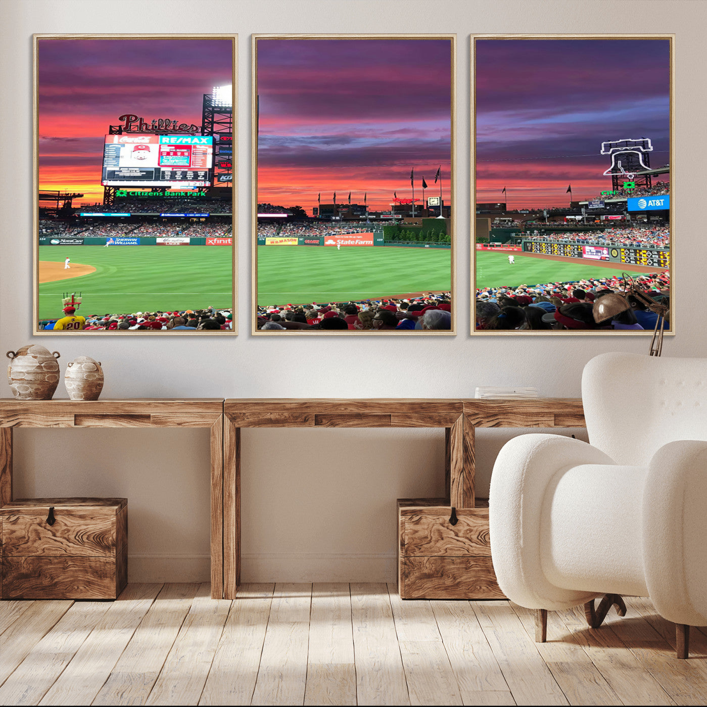99918-MGV-FC-60X30-3P_Natural-Philadelphia Phillies Baseball Team Print - Philadelphia Citizens Bank Park Stadium Wall Art Canvas