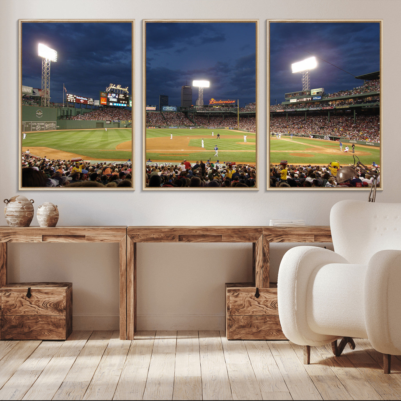 85099-MGV-CV-36X24-Boston Red Sox Baseball Team Print Canvas - Massachusetts Fenway Park Stadium Wall Art Canvas Print