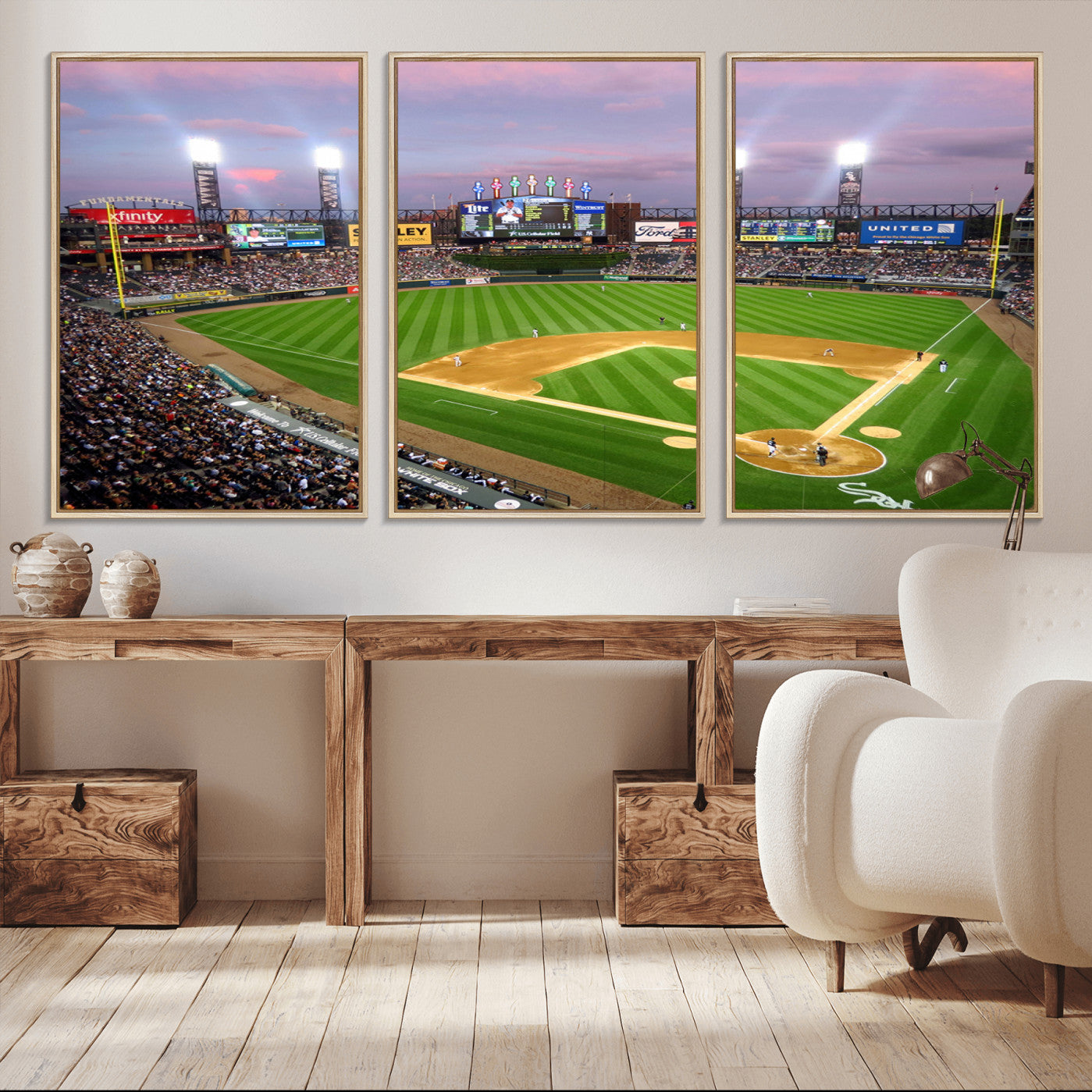38470-MGV-CV-36X24-Chicago White Sox Baseball Team Print Canvas- Guaranteed Rate Field Stadium Wall Art Canvas Print