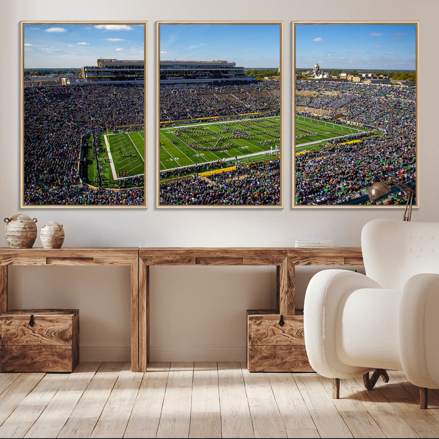 -Notre Dame Fighting Irish Football Team Print - Notre Dame Stadium Wall Art Canvas Print