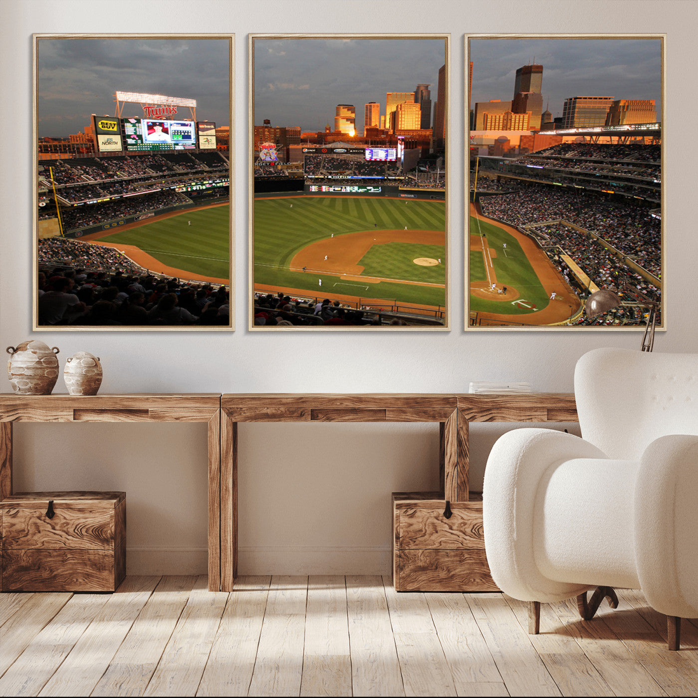 99822-MGV-CV-36X24-Minnesota Twins Baseball Team Print - Minneapolis Target Field Stadium Wall Art Canvas Print