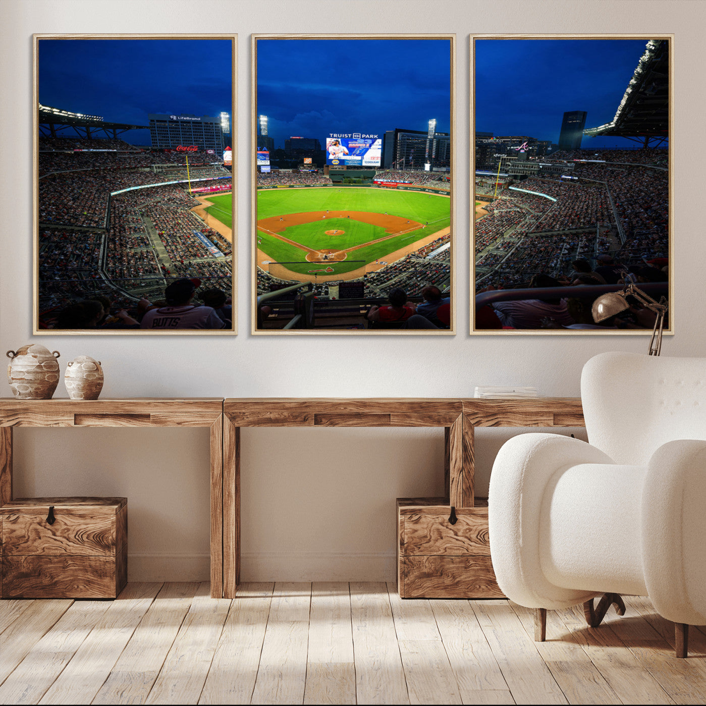 88590-MGV-CV-36X24-Truist Park Night Game Canvas Art - Atlanta Braves Stadium Wall Art Canvas