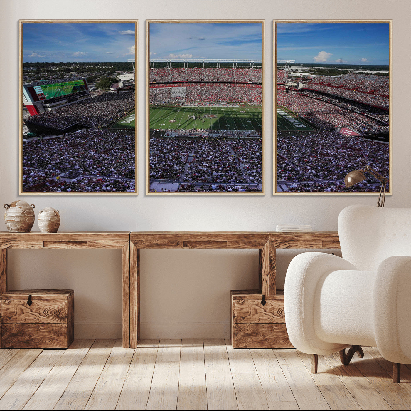 83382-MGV-FC-60X30-3P_Natural-South Carolina Gamecocks Football Team Print - Columbia Williams-Brice Stadium Wall Art Canvas Print