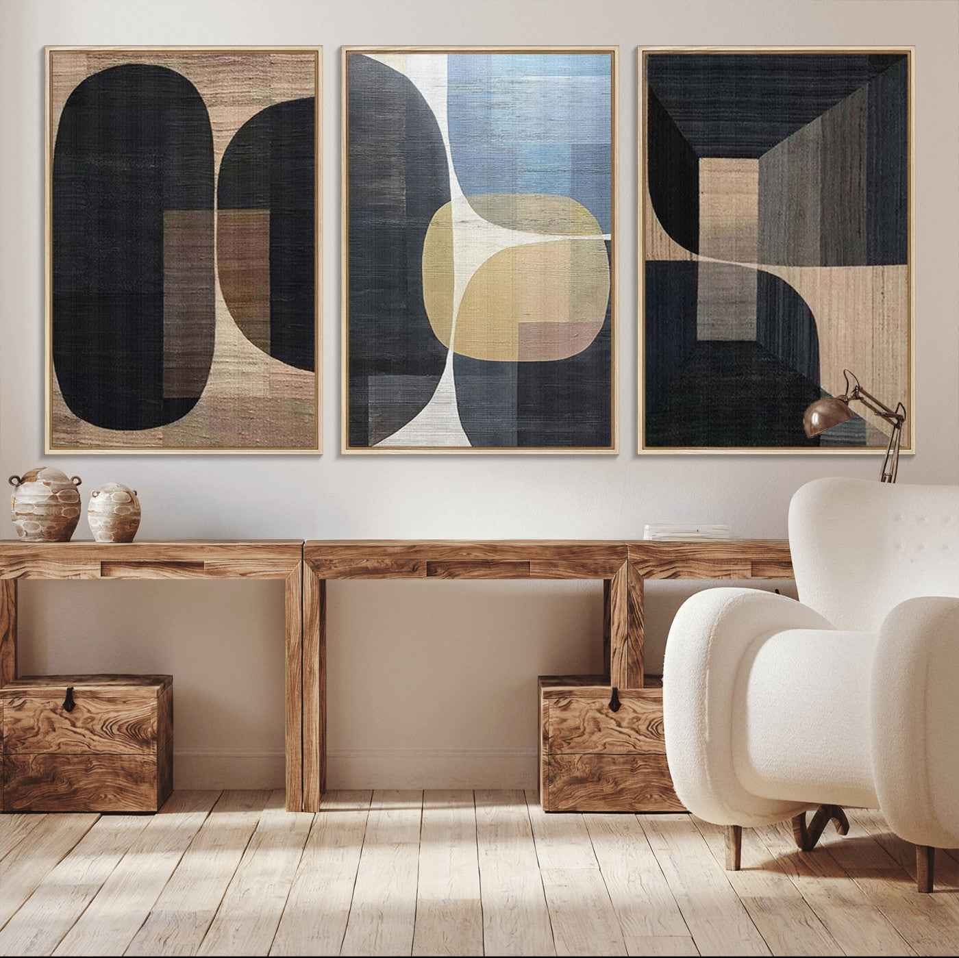 75252-MGV-CV-36X24-Minimalist Wabi Sabi Abstract Geometric Wall Art Canvas Print – Modern Minimalist Shapes – Ready to