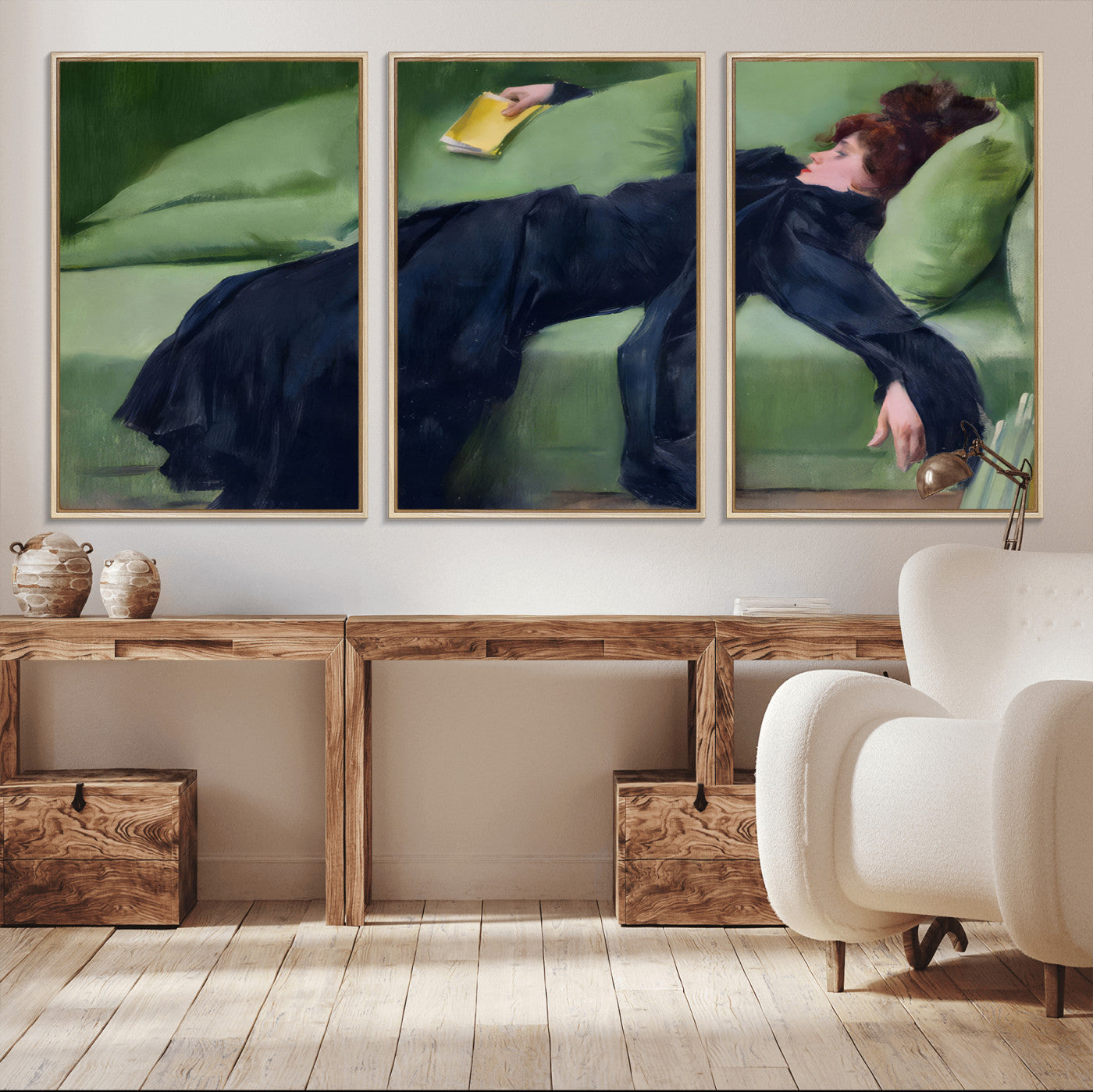 17725-MGV-CV-36X24-Decadent Girl by Ramon Casas Wall Art Canvas Print, Framed Decadent Girl Canvas Print