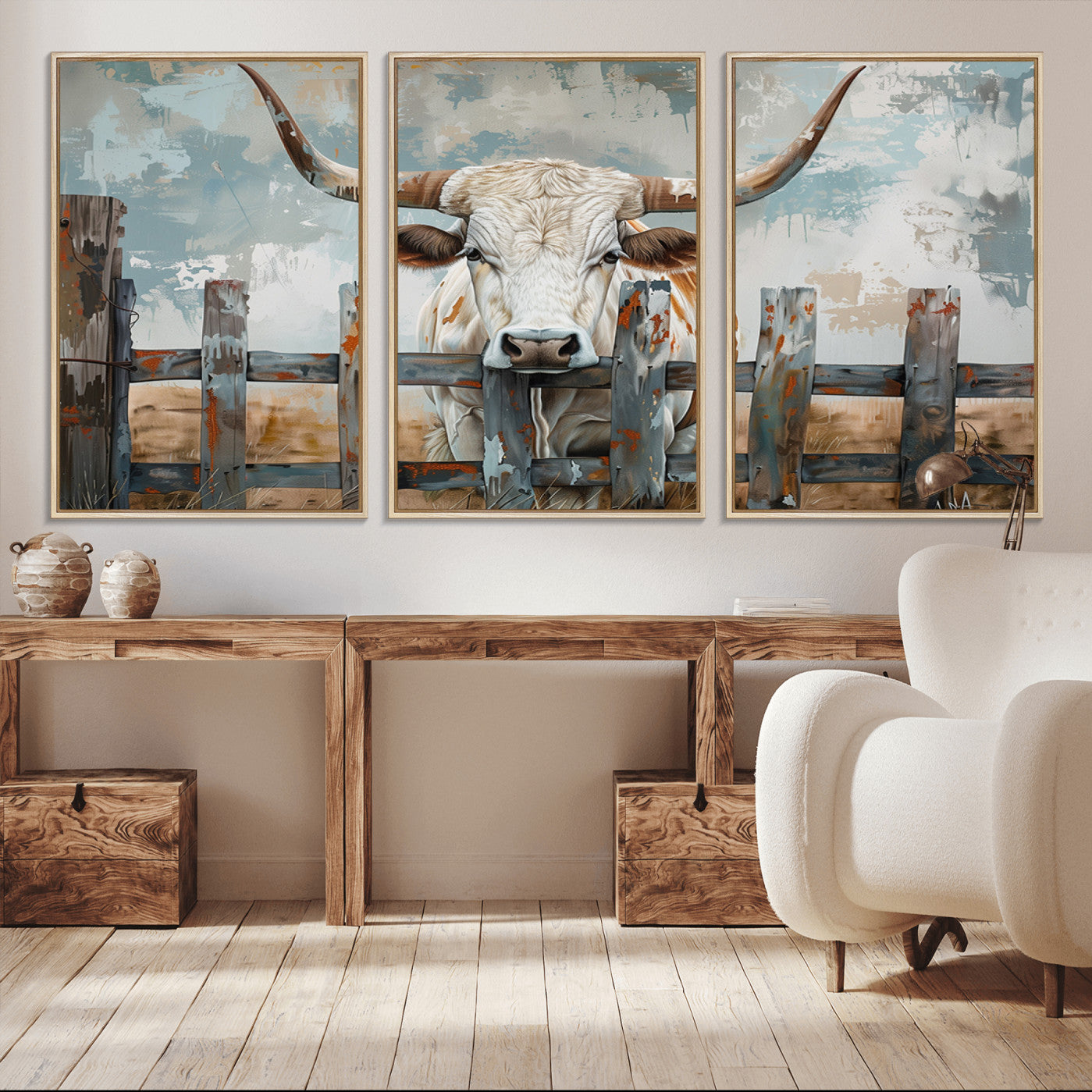 -Vintage Cow Wall Art Canvas Print for Farmhouse Wall Decor Theme, Cattle Wall Art Print