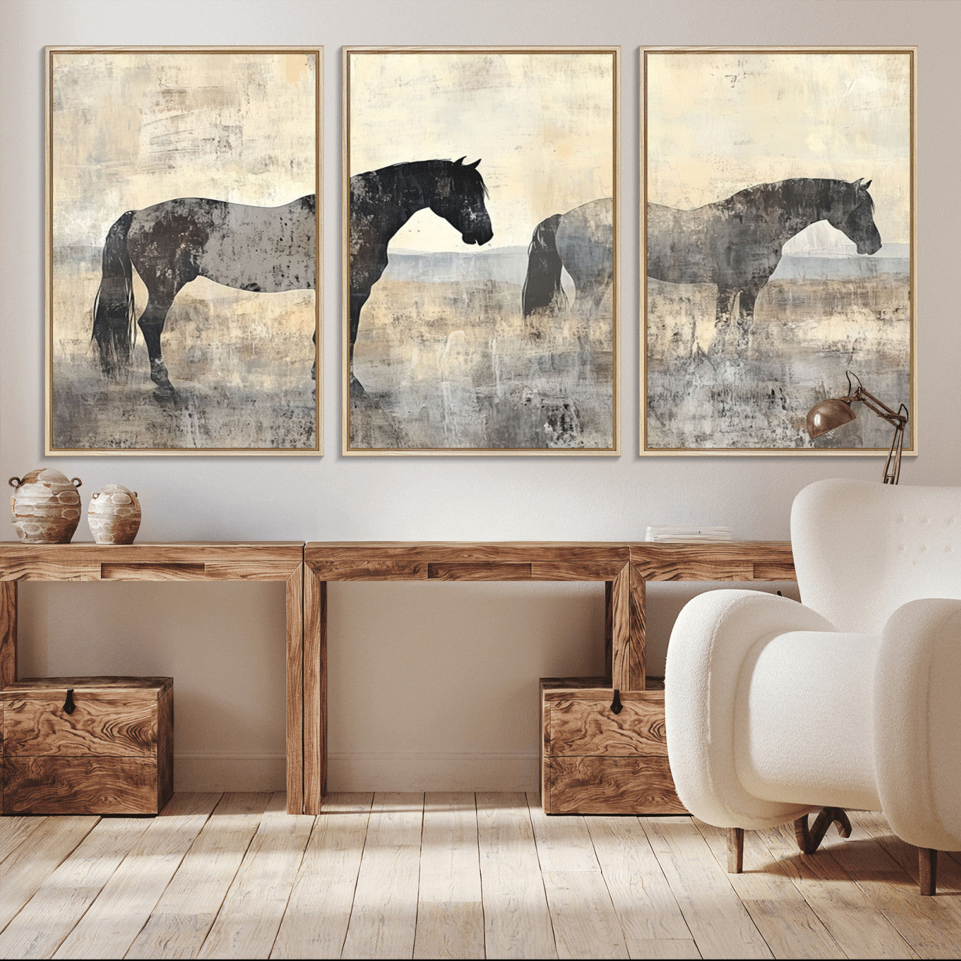-Vintage Horses Wall Art Canvas Print