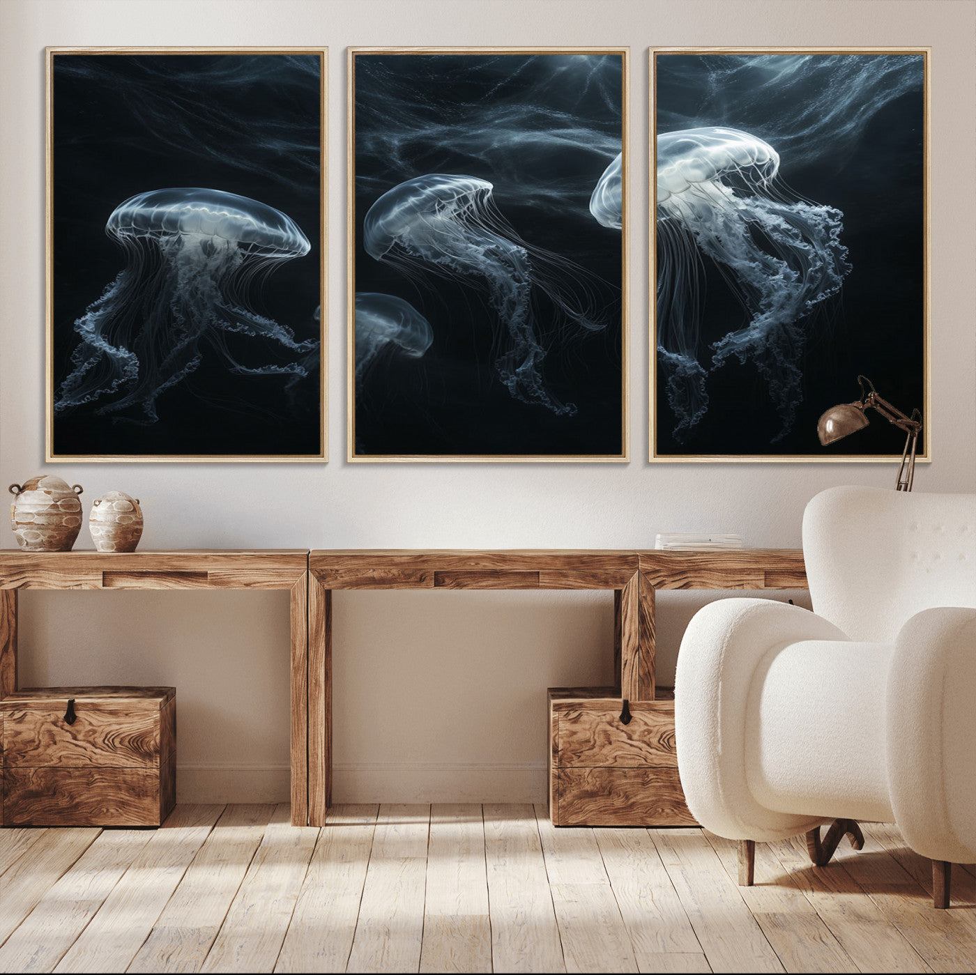 53117-MGV-CV-36X24-Jellyfish Wall Art Canvas Print, Elegant Wall Decor