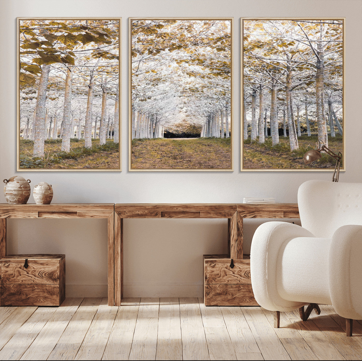 41104-MGV-CV-36X24-Forest Grove Wall Art | Serene Pathway Canvas Print | Ready to Hang and Framed Nature Wall Decor for