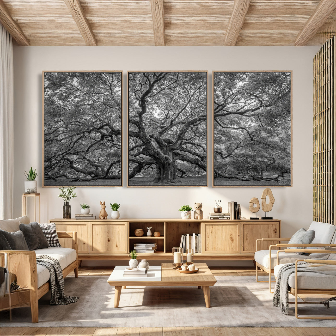97240-MGV-CV-36X24 - Large Angel Oak Tree Black and White Canvas Print