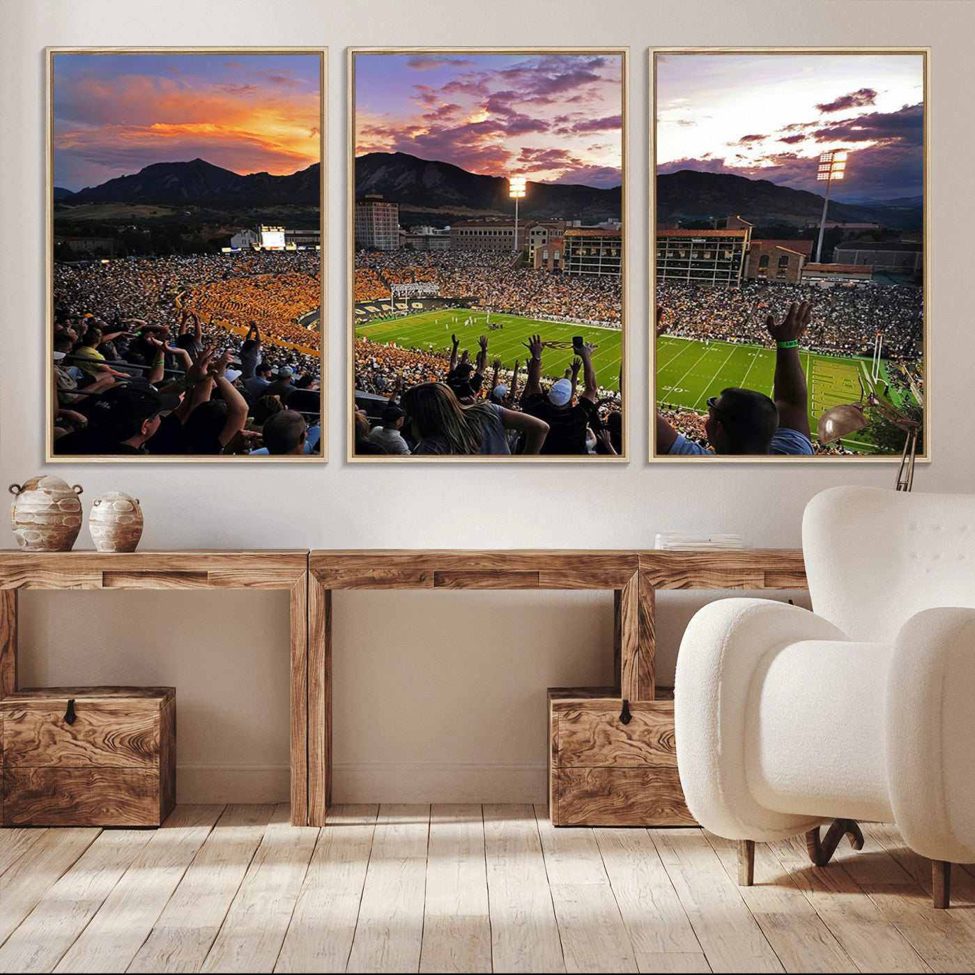 -Framed Colorado Buffaloes Football Team Print - Boulder Folsom Field Stadium Wall Art Canvas Print