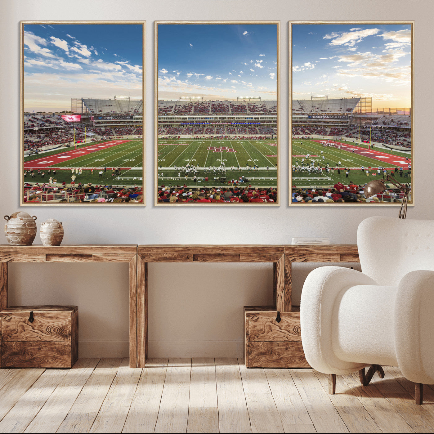 -Framed Houston Cougars Football Team Print - Houston TDECU Stadium Wall Art Canvas Print