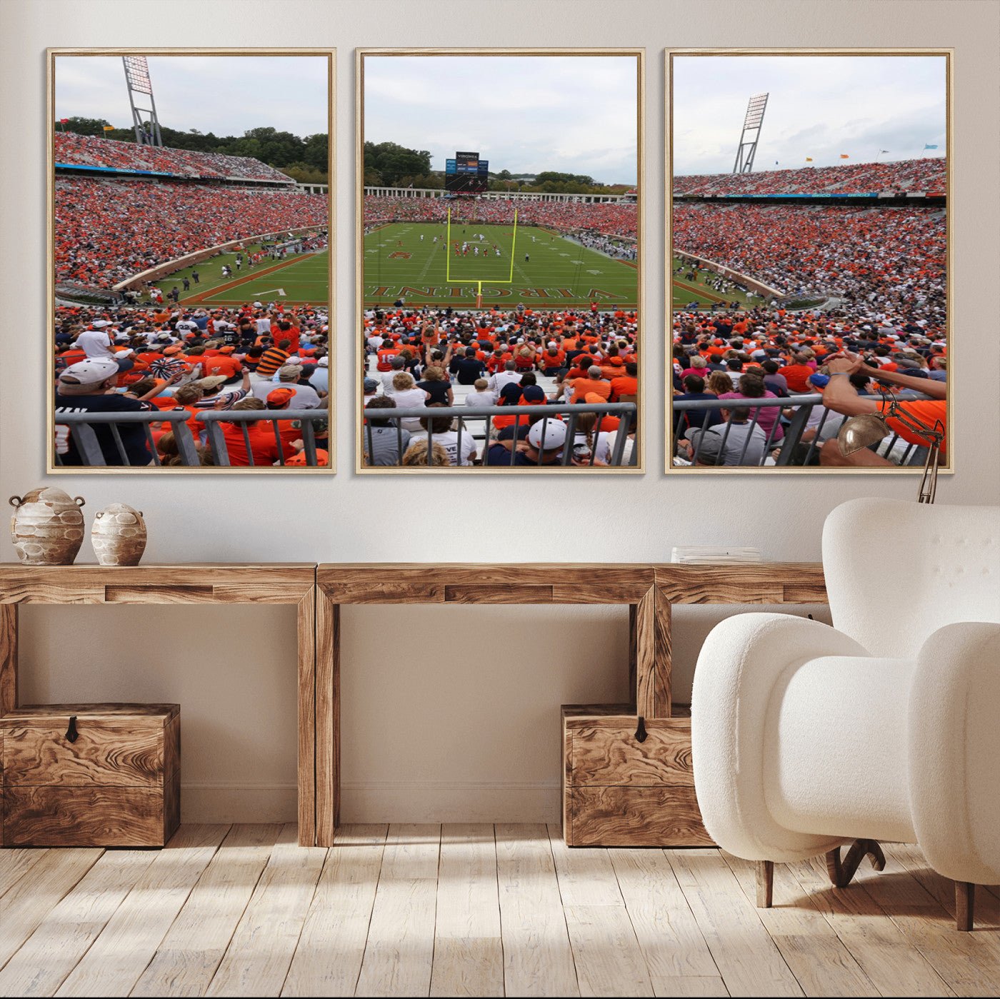 63606-MGV-CV-80X40-5P-Virginia Cavaliers Football Team Print - Charlottesville Scott Stadium Print Wall Art Canvas