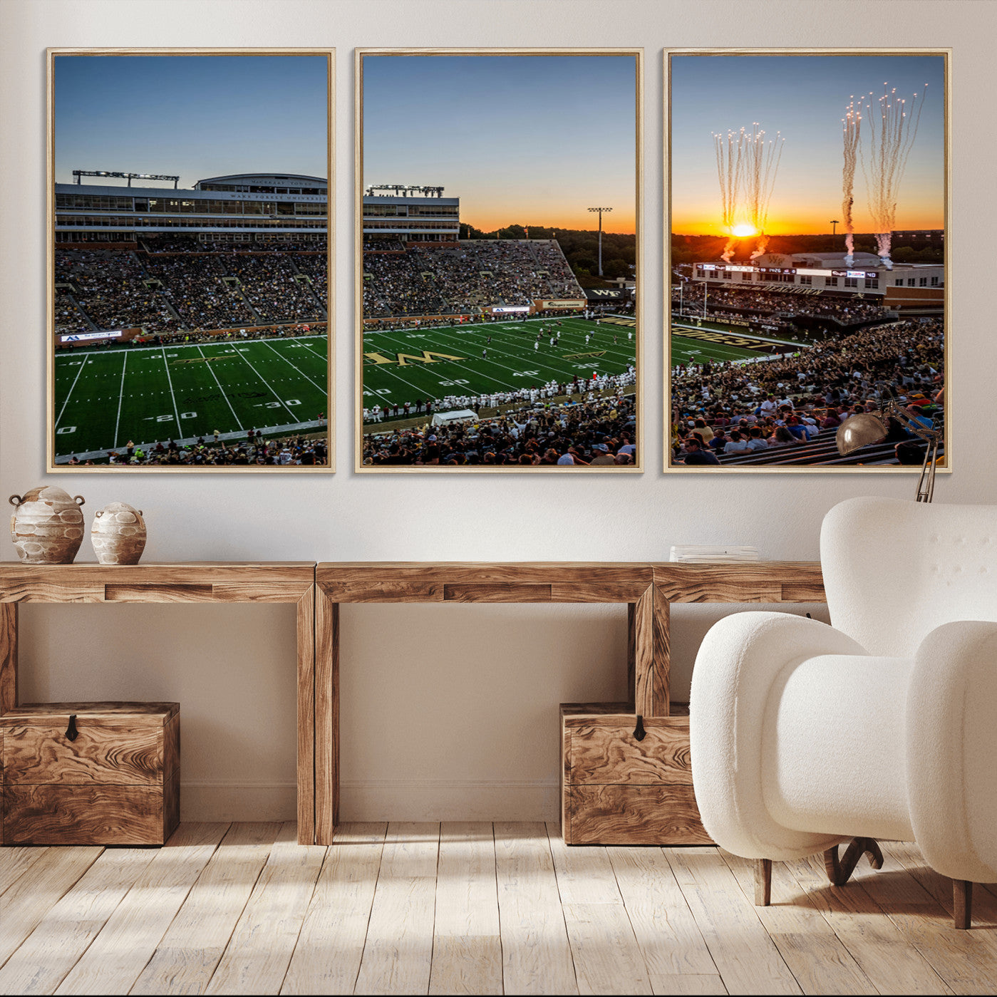 29253-MGV-FC-60X30-3P_Natural-Demon Deacons Football Team Print Canvas- Winston-Salem Allegacy Federal Credit Union Stadium Wall