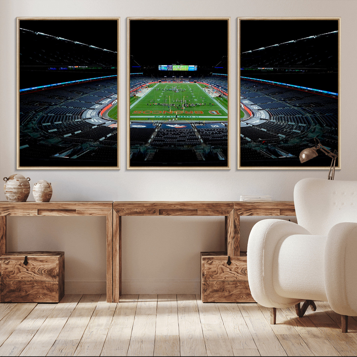 -Denver Broncos Football Team Print Canvas- Denver Empower Field at Mile High Stadium Wall Art Canvas