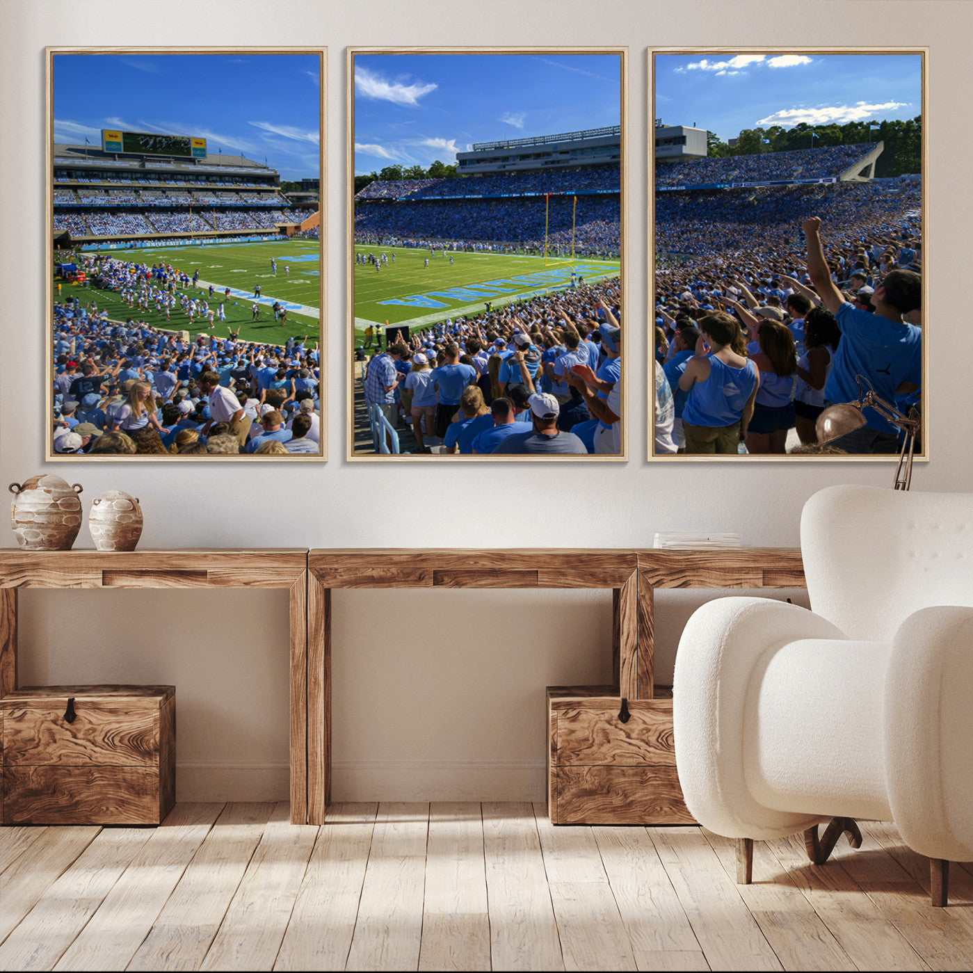 -University of North Carolina Tar Heels Team Canvas Print - Chapel Hill Kenan Memorial Stadium Wall