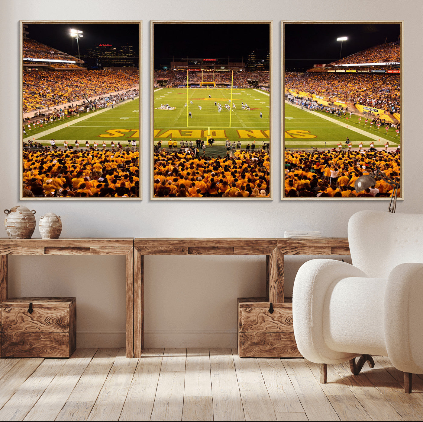 -ASU Sun Devils Football Team Print - Phoenix Mountain America Stadium Wall Art Canvas Print